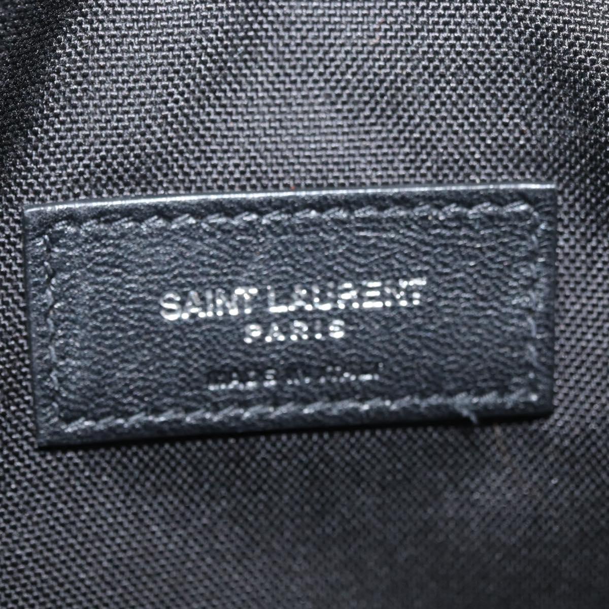SAINT LAURENT Body Bag Canvas Black Silver 581375 Auth hk3728A