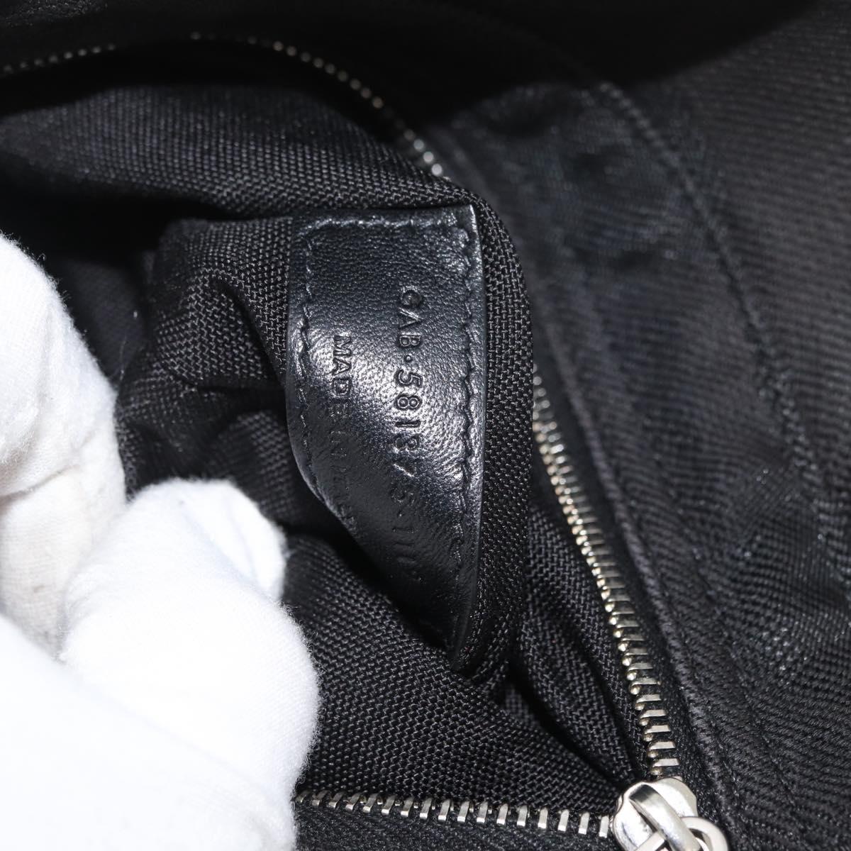 SAINT LAURENT Body Bag Canvas Black Silver 581375 Auth hk3728A