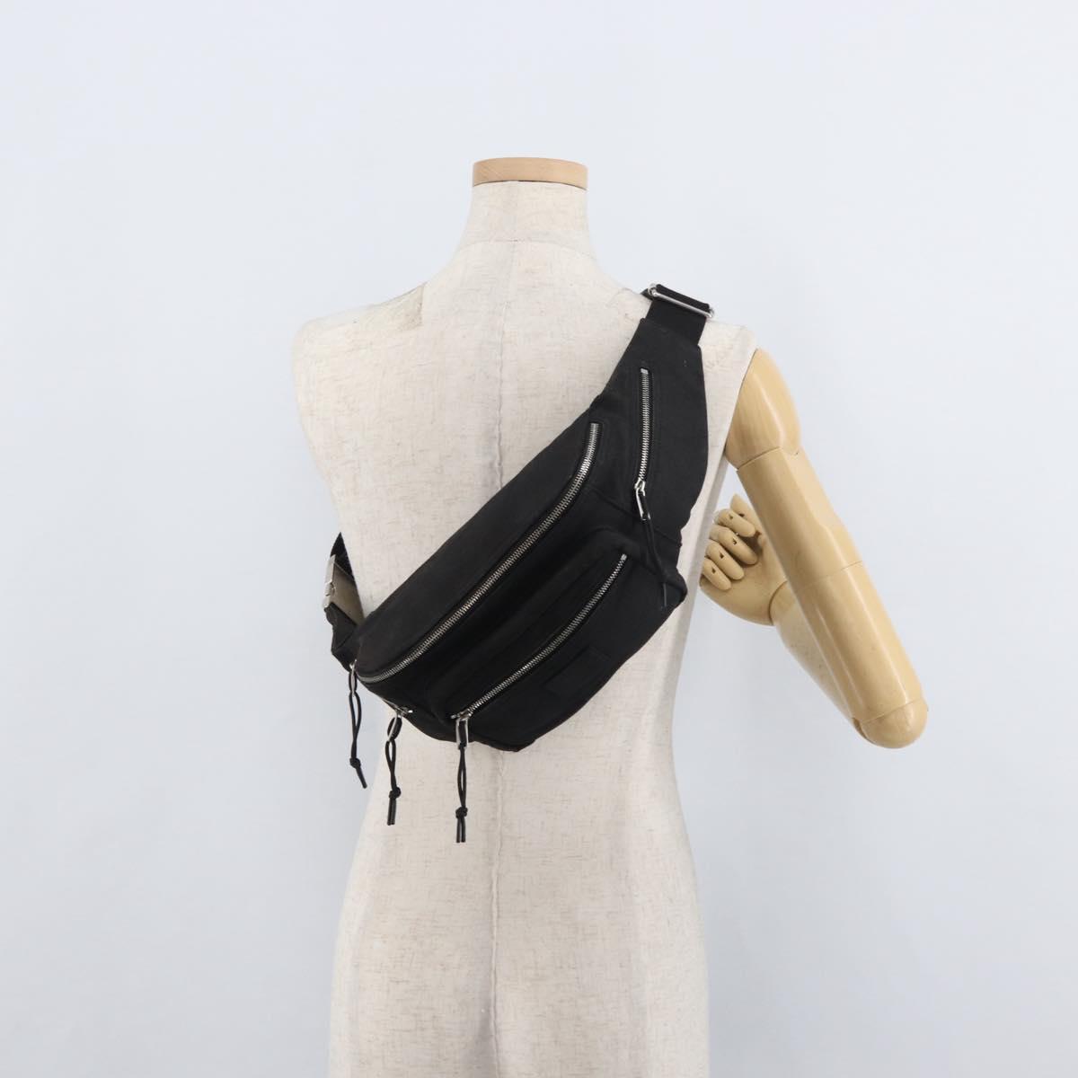 SAINT LAURENT Body Bag Canvas Black Silver 581375 Auth hk3728A