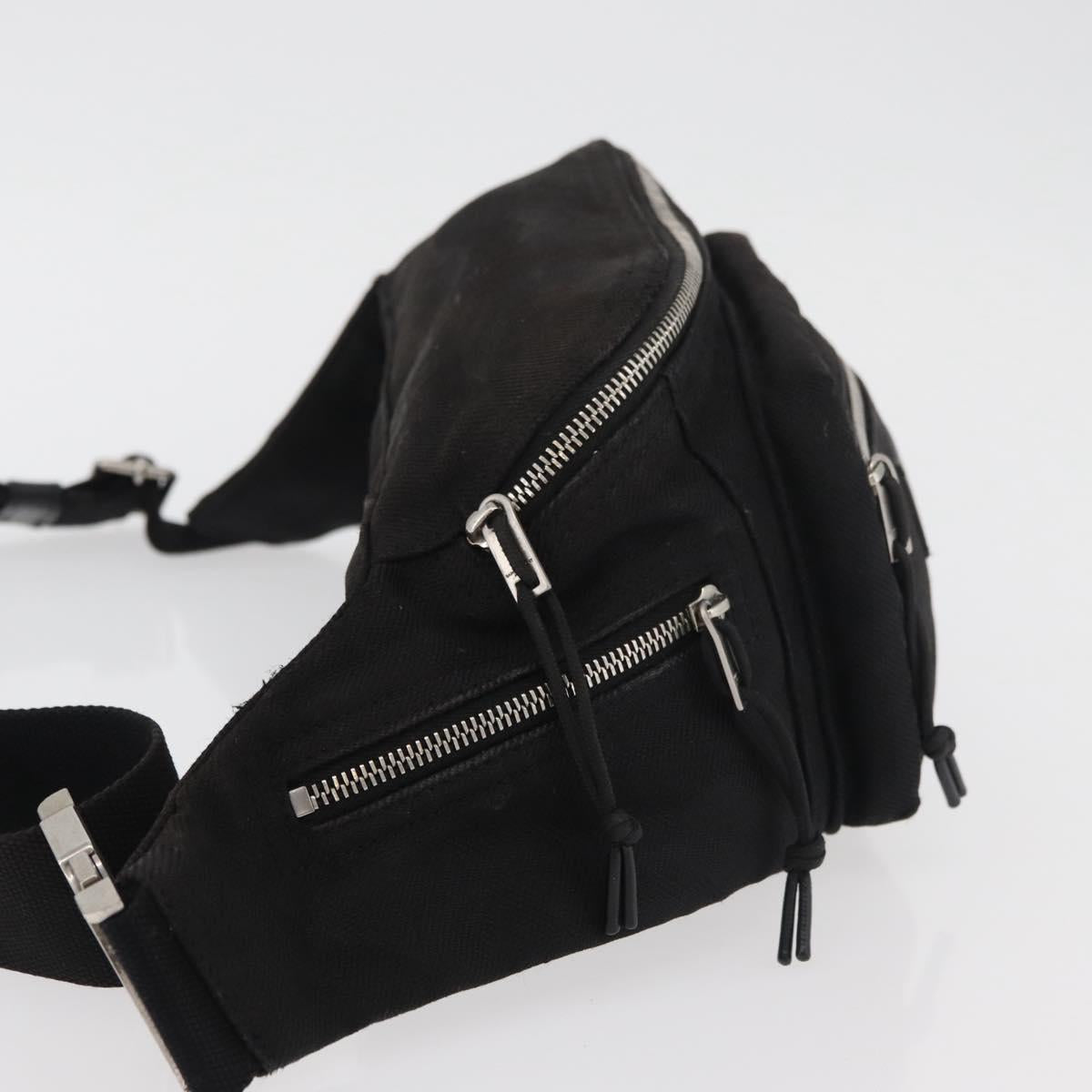 SAINT LAURENT Body Bag Canvas Black Silver 581375 Auth hk3728A