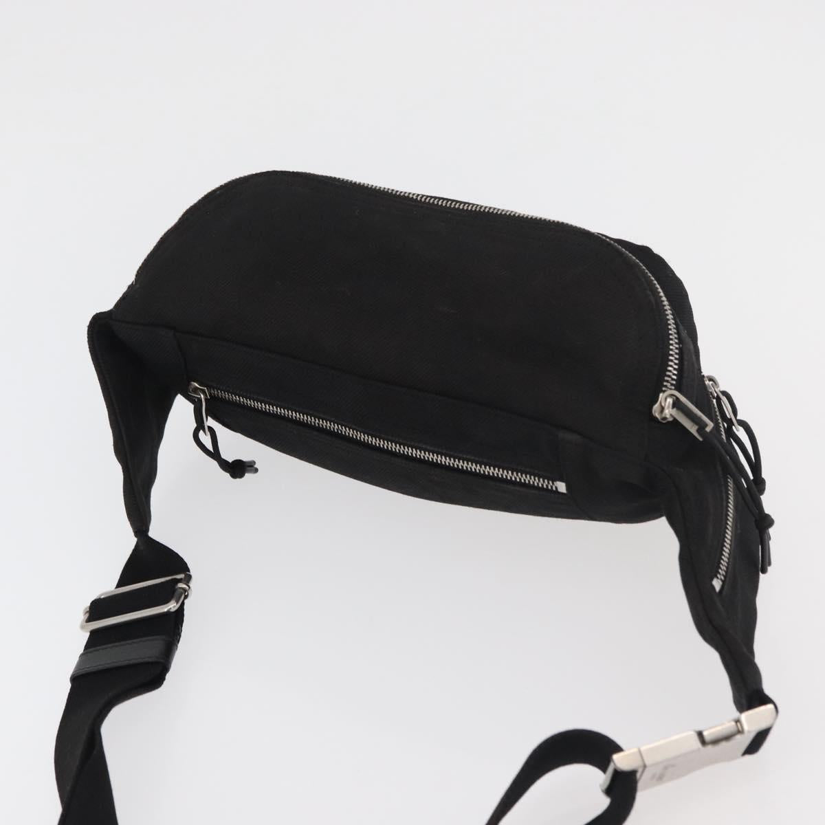 SAINT LAURENT Body Bag Canvas Black Silver 581375 Auth hk3728A