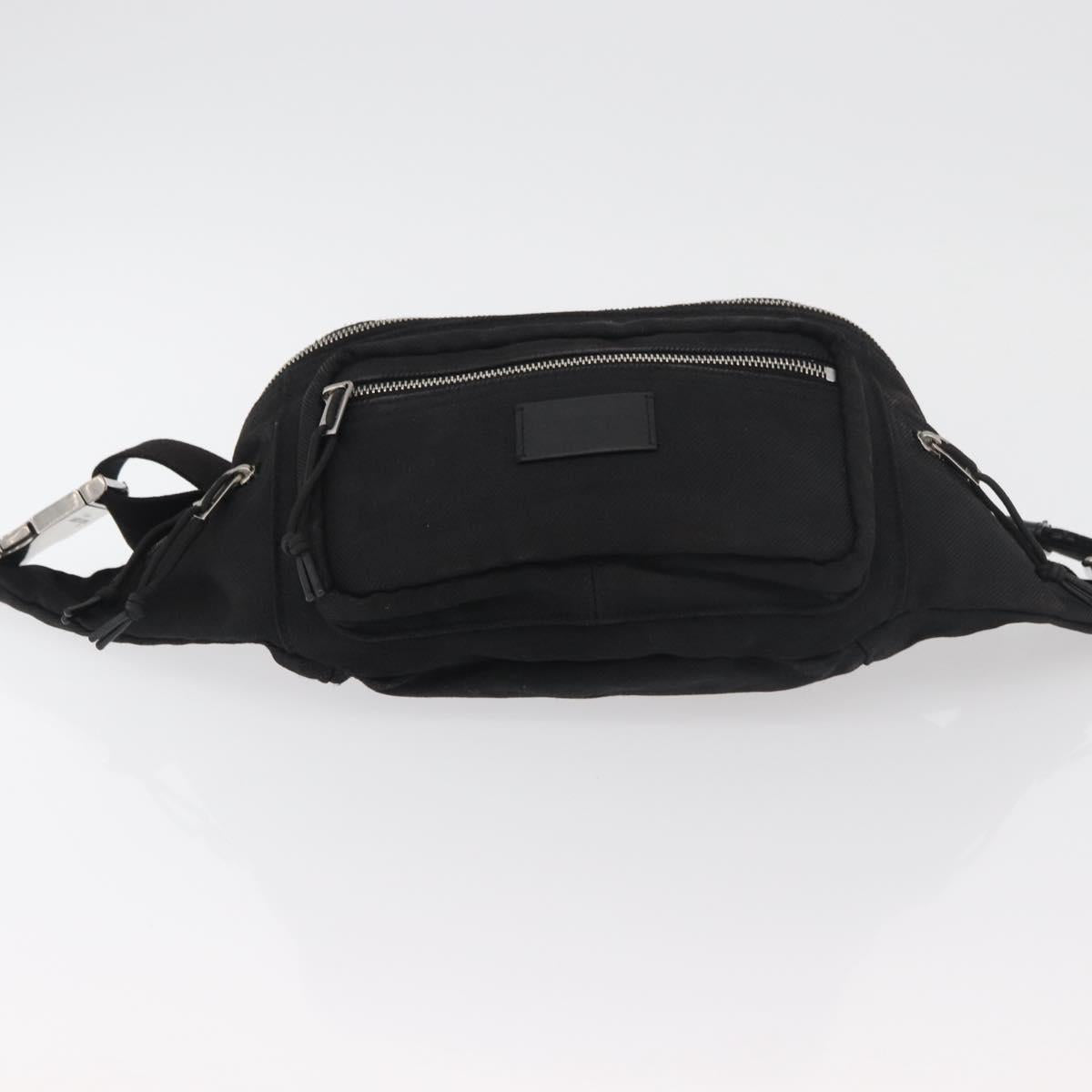SAINT LAURENT Body Bag Canvas Black Silver 581375 Auth hk3728A