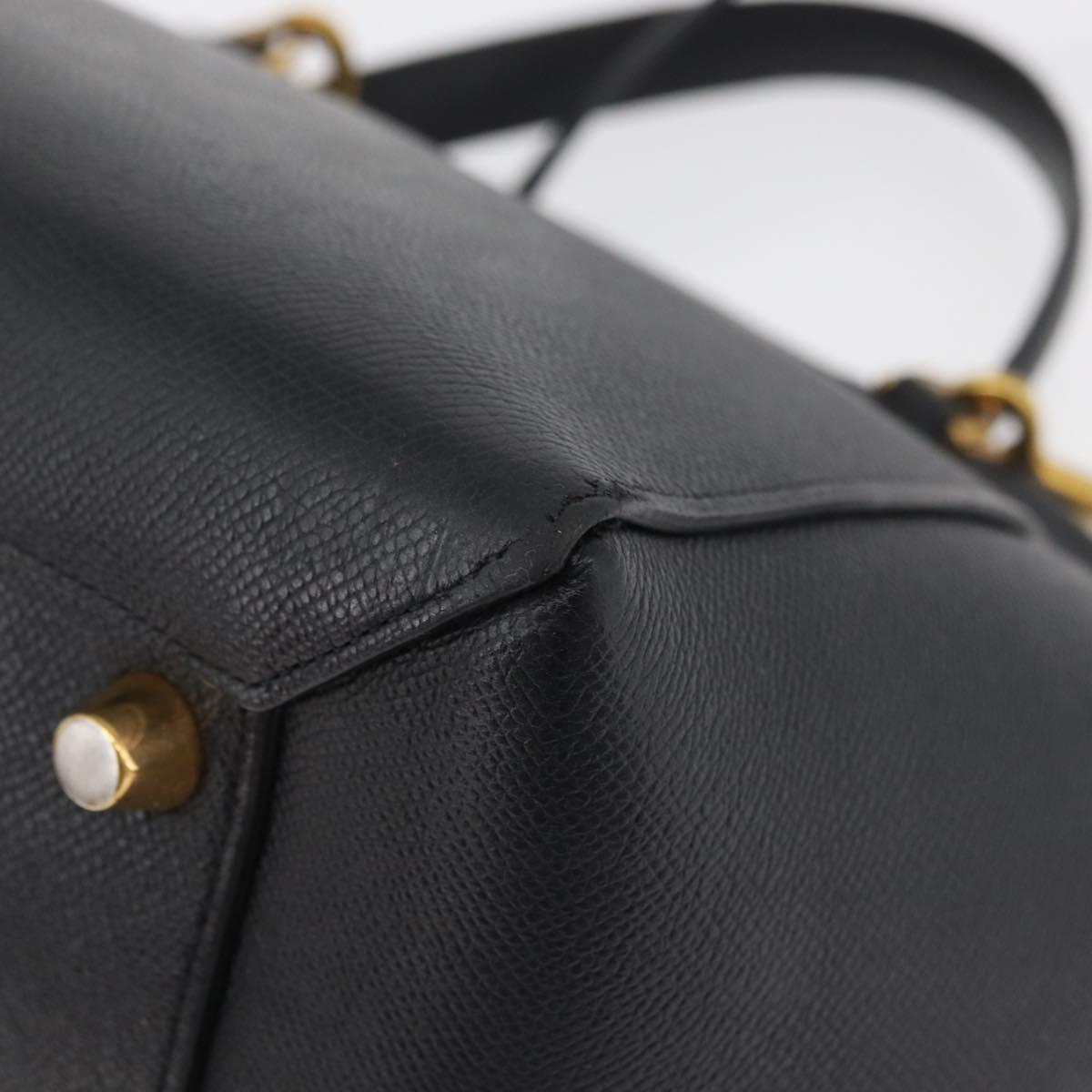 CELINE Belt bag Hand Bag Leather 2way Black Gold Auth hk3731