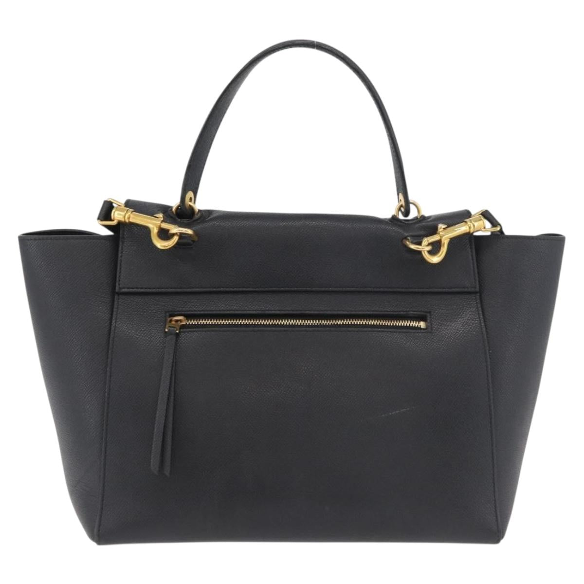 CELINE Belt bag Hand Bag Leather 2way Black Gold Auth hk3731