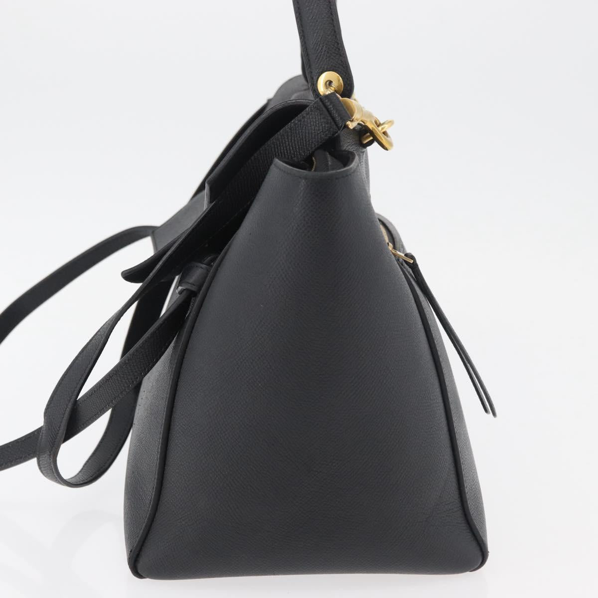 CELINE Belt bag Hand Bag Leather 2way Black Gold Auth hk3731