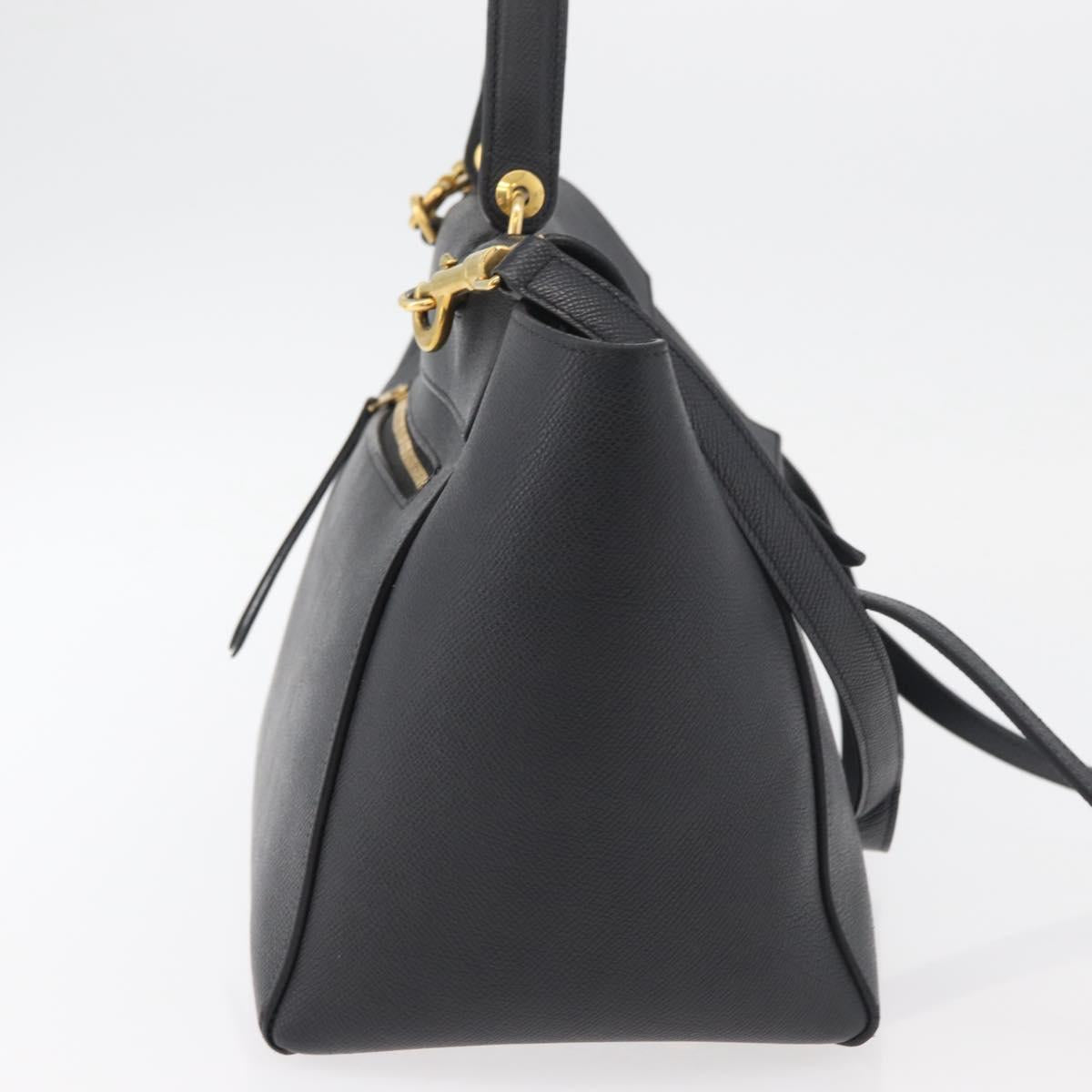 CELINE Belt bag Hand Bag Leather 2way Black Gold Auth hk3731