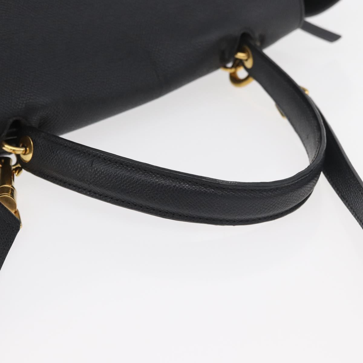 CELINE Belt bag Hand Bag Leather 2way Black Gold Auth hk3731