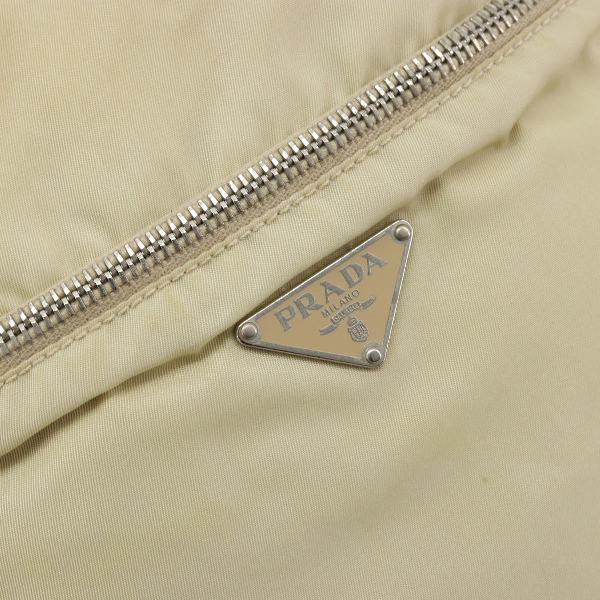 PRADA Shoulder Bag Nylon Ivory Silver Auth hk3735