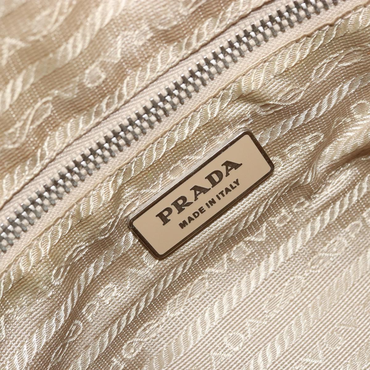 PRADA Shoulder Bag Nylon Ivory Silver Auth hk3735