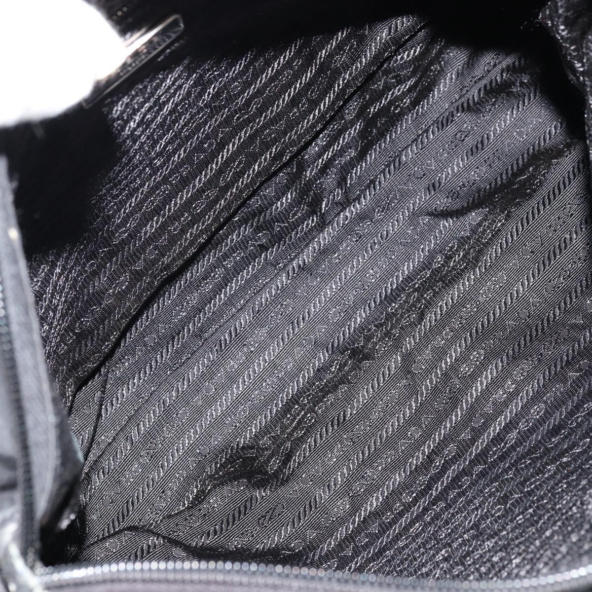 PRADA Shoulder Bag Nylon Black Silver Auth hk3736A