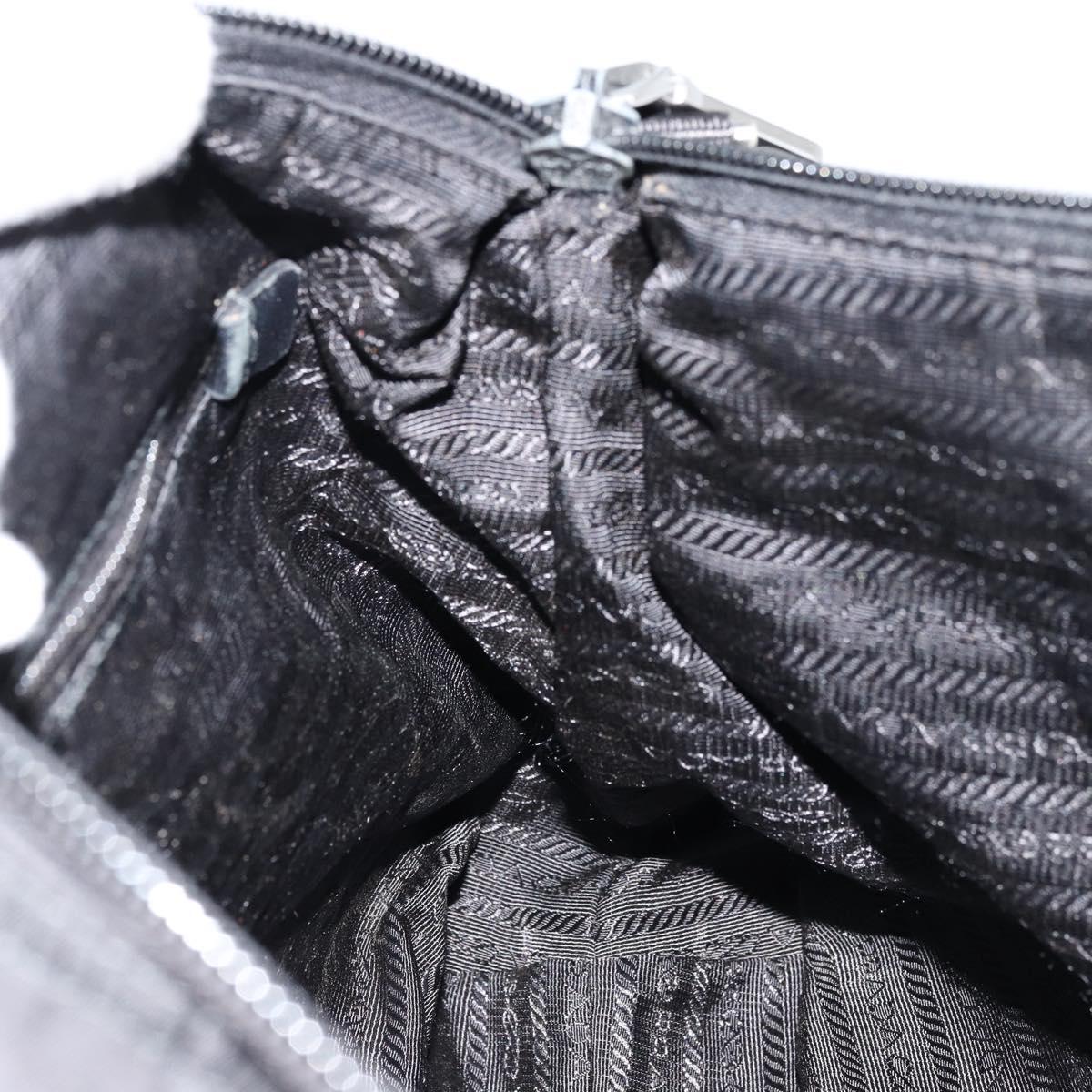 PRADA Shoulder Bag Nylon Black Silver Auth hk3736A