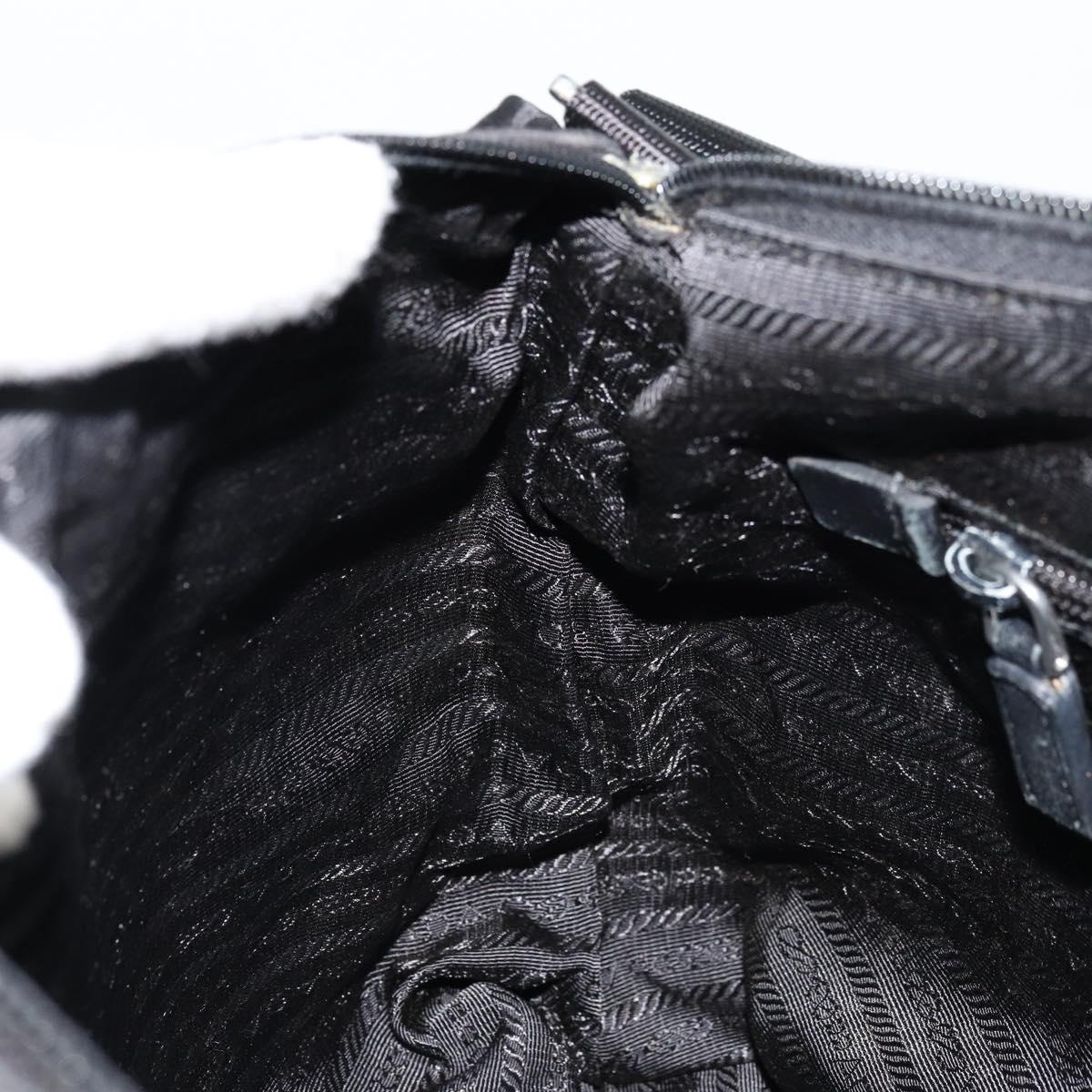 PRADA Shoulder Bag Nylon Black Silver Auth hk3736A