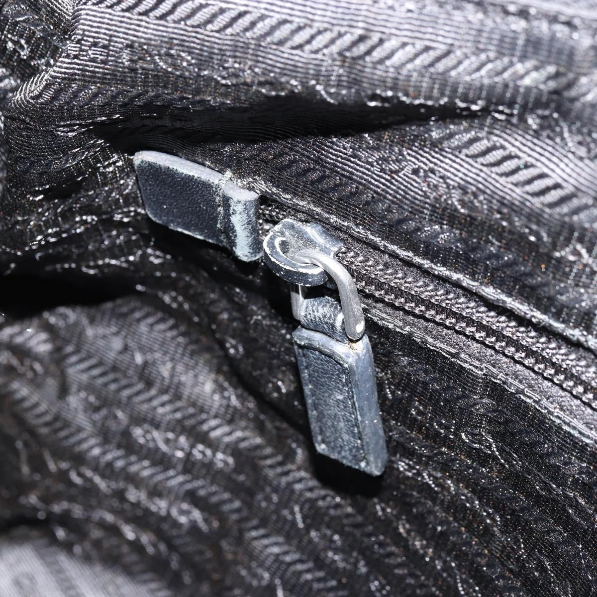 PRADA Shoulder Bag Nylon Black Silver Auth hk3736A