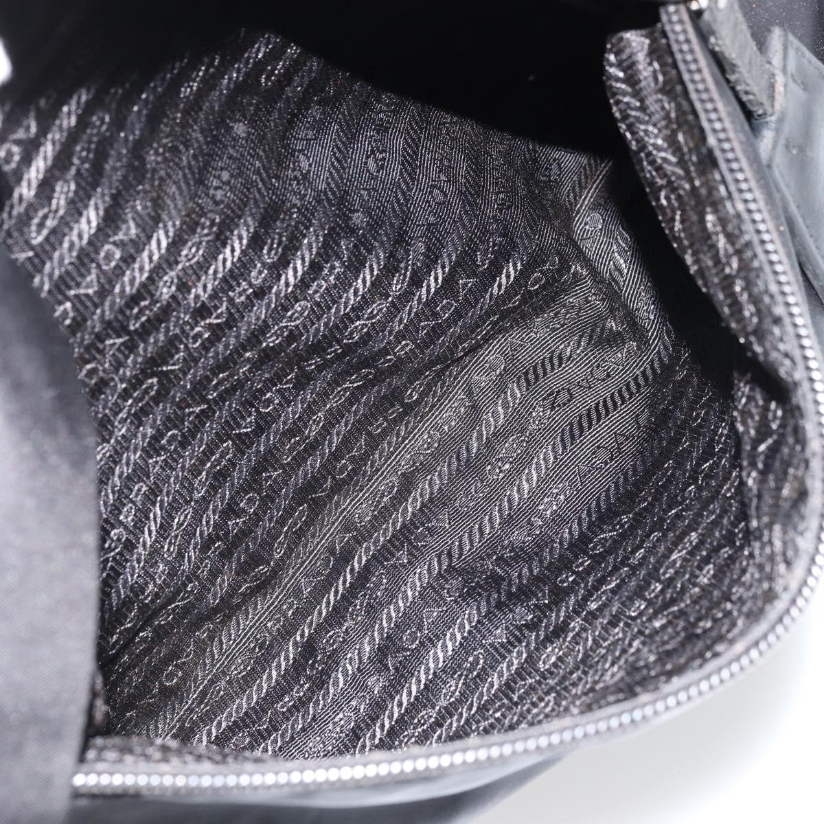 PRADA Shoulder Bag Nylon Black Silver Auth hk3736A