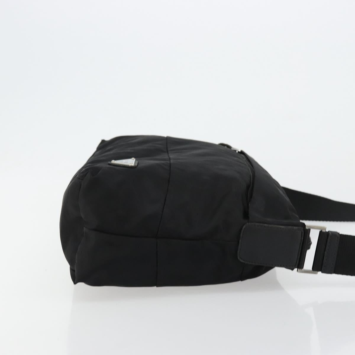 PRADA Shoulder Bag Nylon Black Silver Auth hk3736A