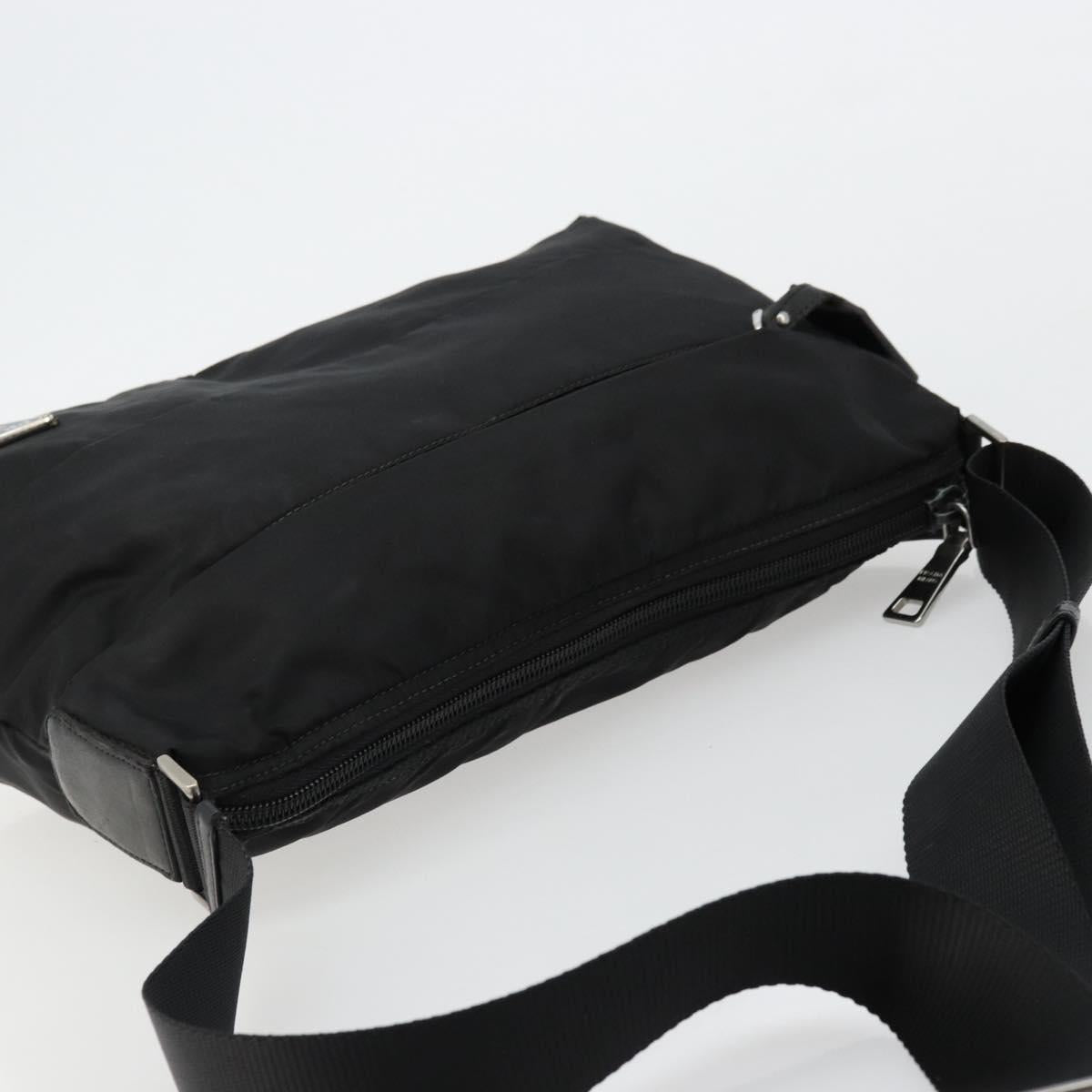 PRADA Shoulder Bag Nylon Black Silver Auth hk3736A