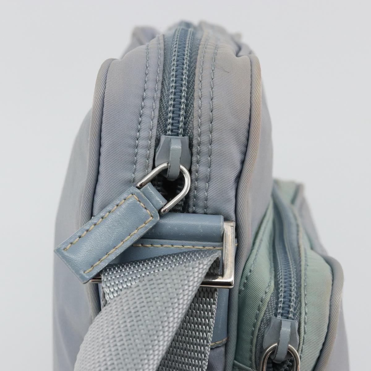 PRADA Shoulder Bag Nylon Light Blue Silver Auth hk3738
