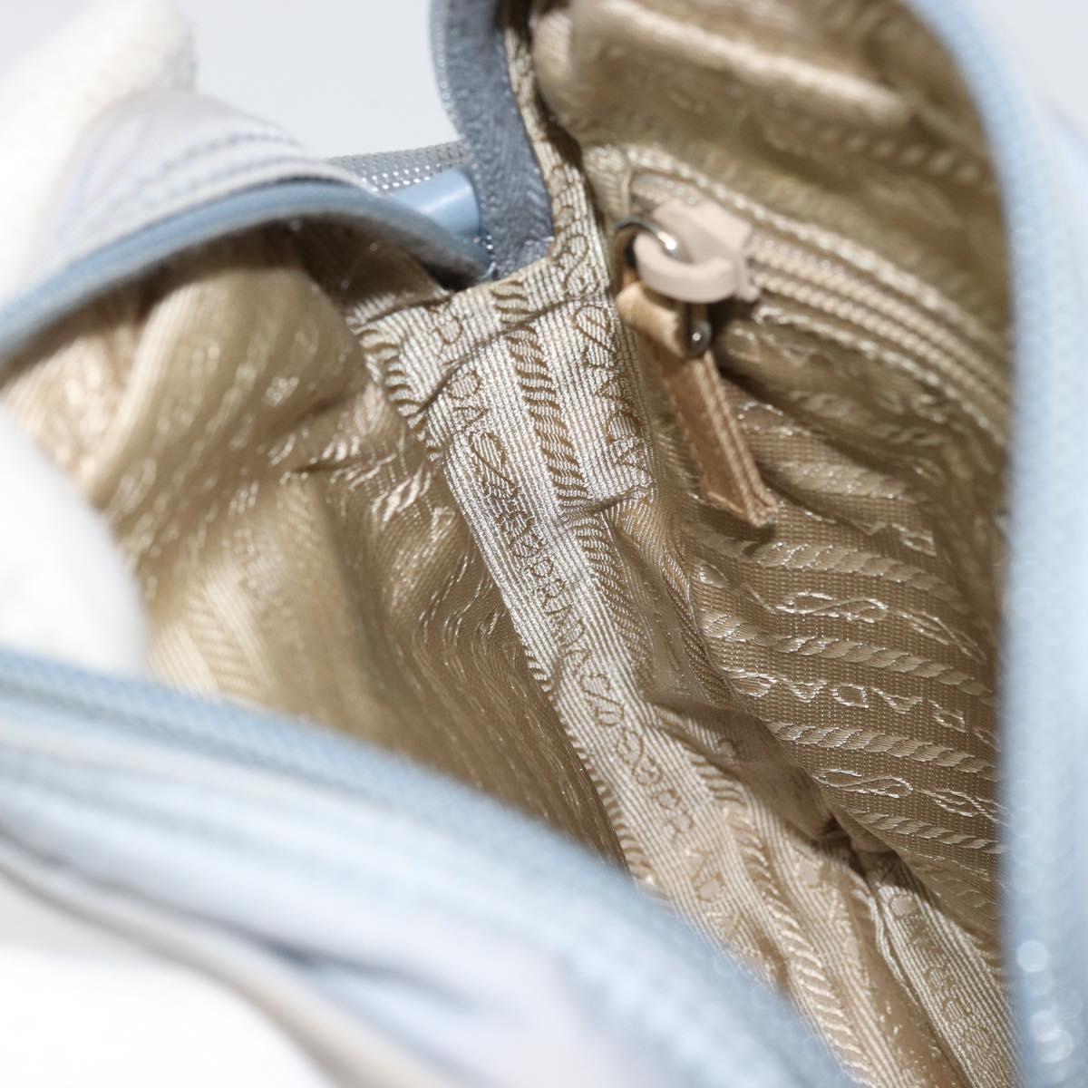 PRADA Shoulder Bag Nylon Light Blue Silver Auth hk3738