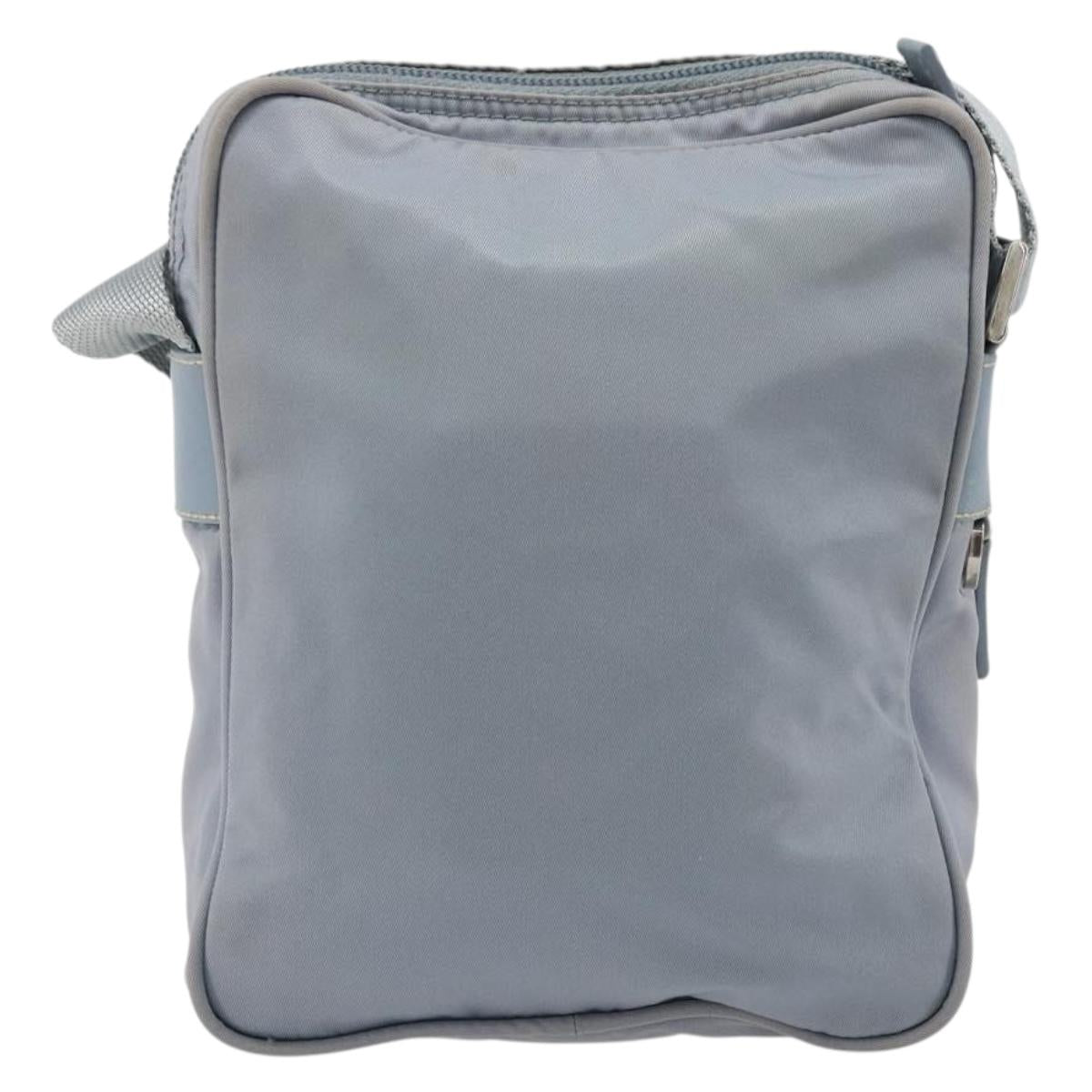 PRADA Shoulder Bag Nylon Light Blue Silver Auth hk3738