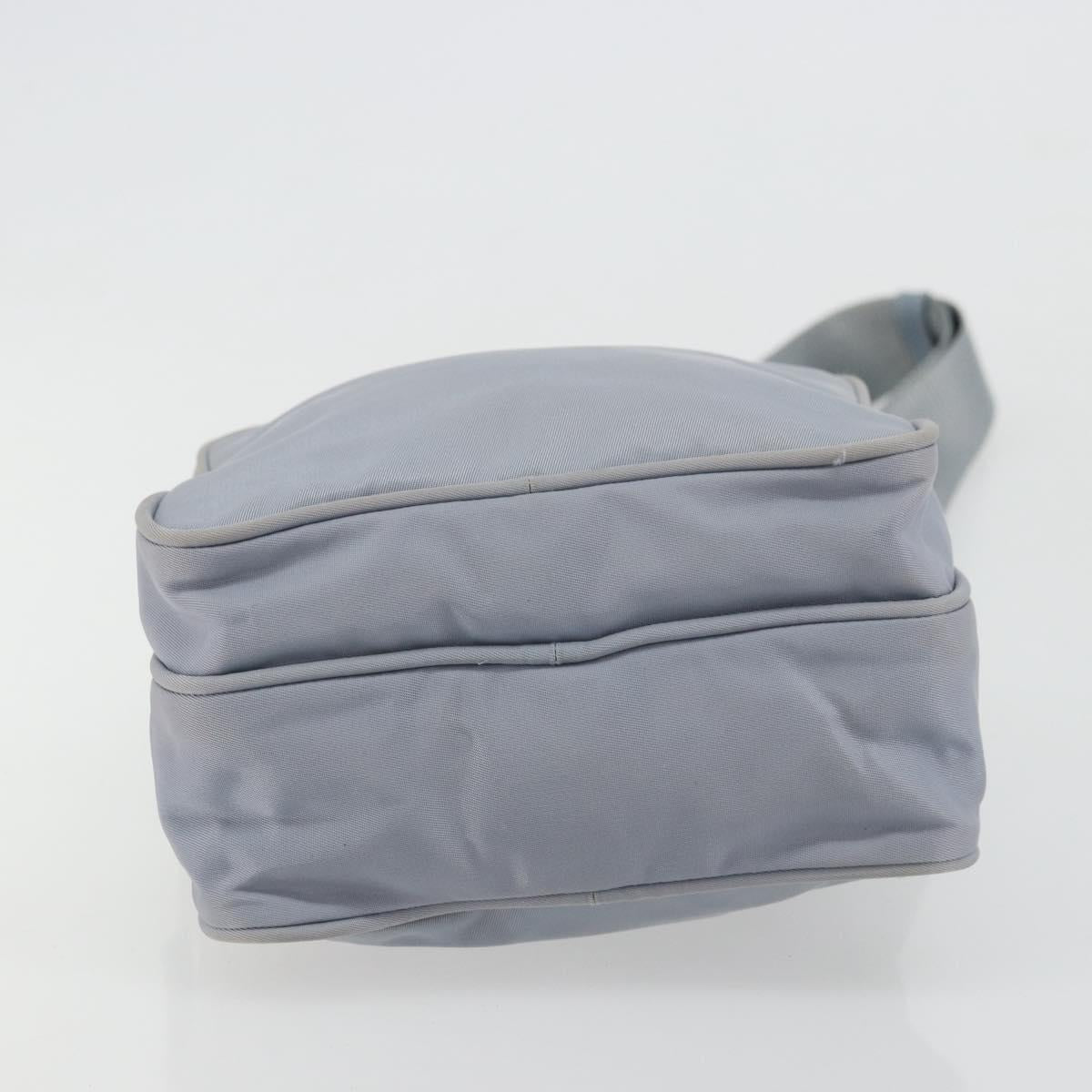 PRADA Shoulder Bag Nylon Light Blue Silver Auth hk3738