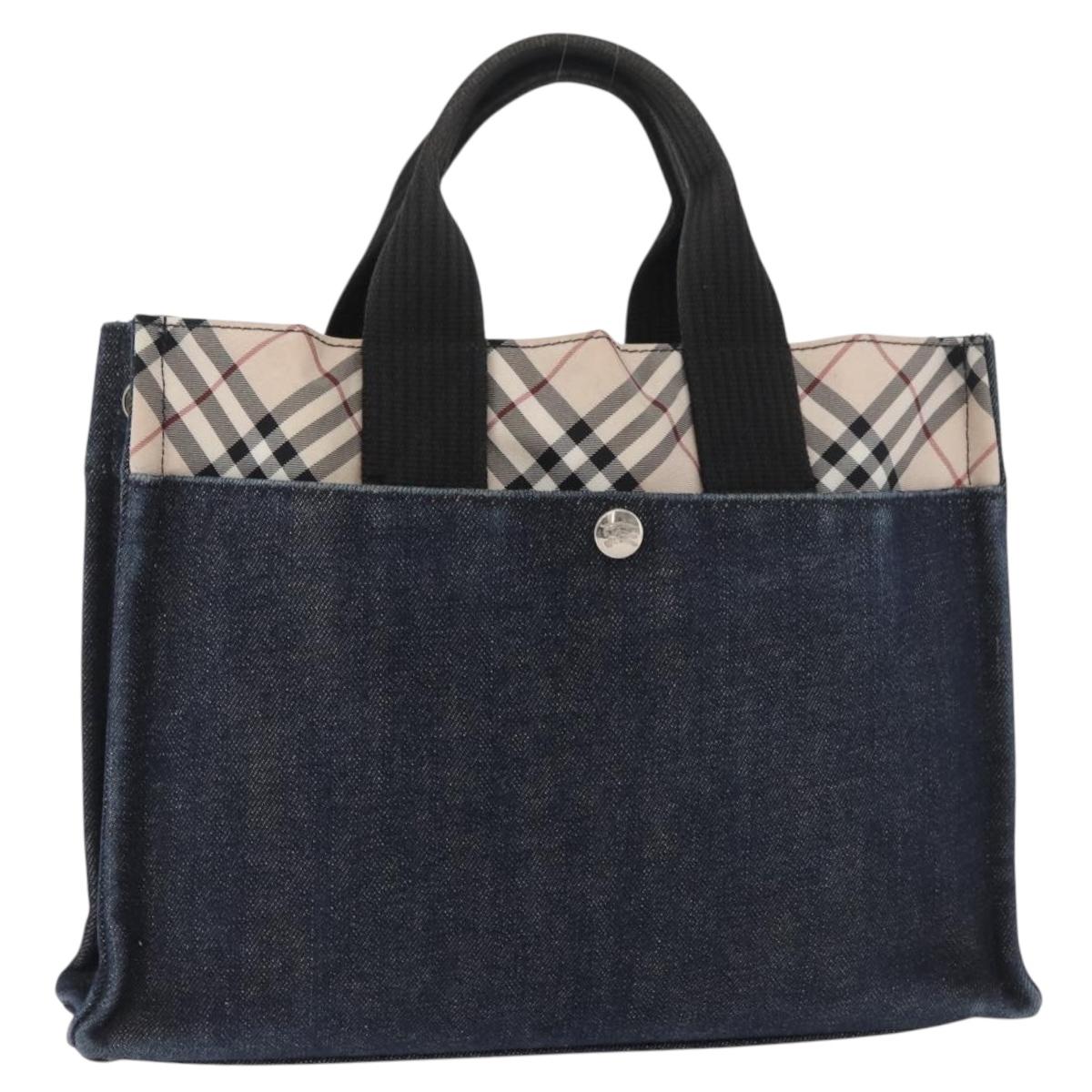 BURBERRY Blue Label Hand Bag Denim Blue Silver Auth hk3739A