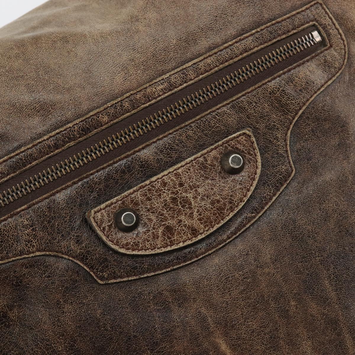 BALENCIAGA Bathas Shoulder Bag Leather Brown 163268 Auth hk3741