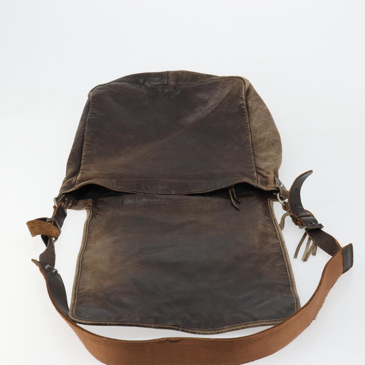 BALENCIAGA Bathas Shoulder Bag Leather Brown 163268 Auth hk3741