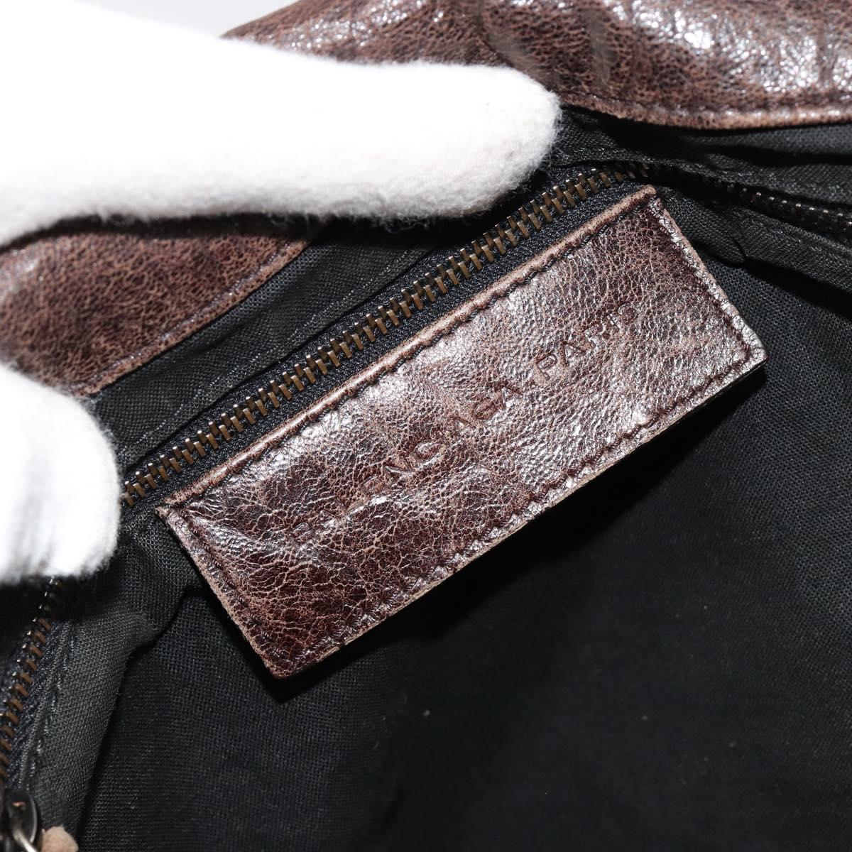 BALENCIAGA Bathas Shoulder Bag Leather Brown 163268 Auth hk3741