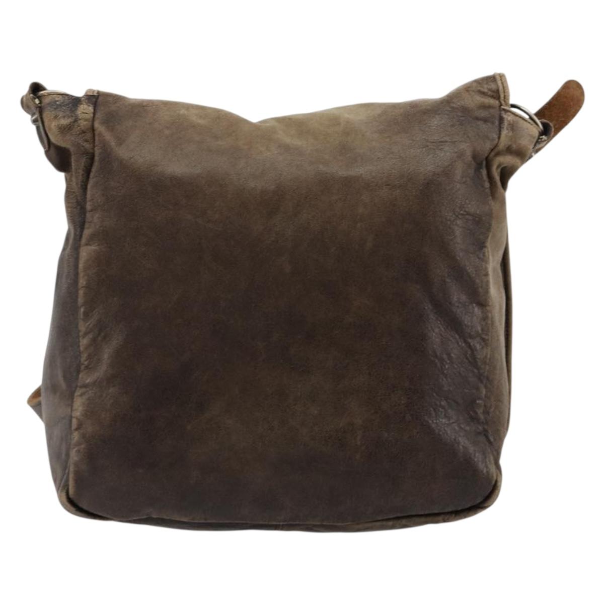 BALENCIAGA Bathas Shoulder Bag Leather Brown 163268 Auth hk3741