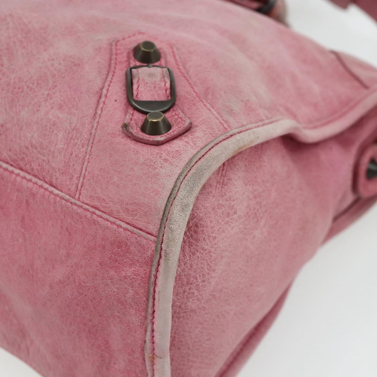BALENCIAGA City Hand Bag Leather 2way Pink 115748 Auth hk3742A