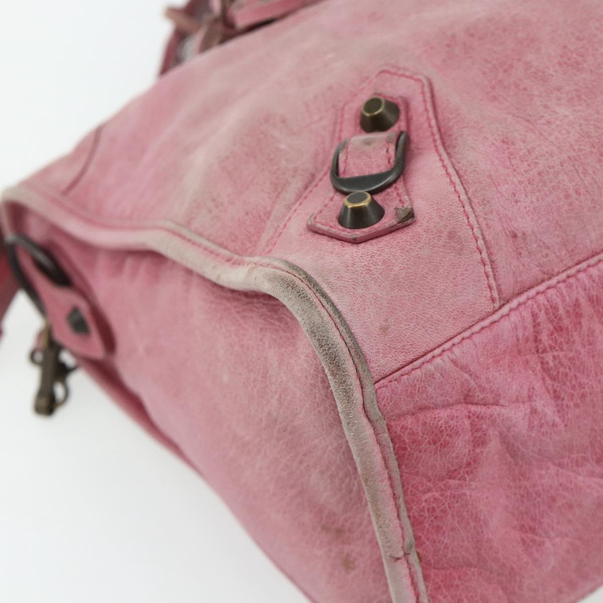 BALENCIAGA City Hand Bag Leather 2way Pink 115748 Auth hk3742A
