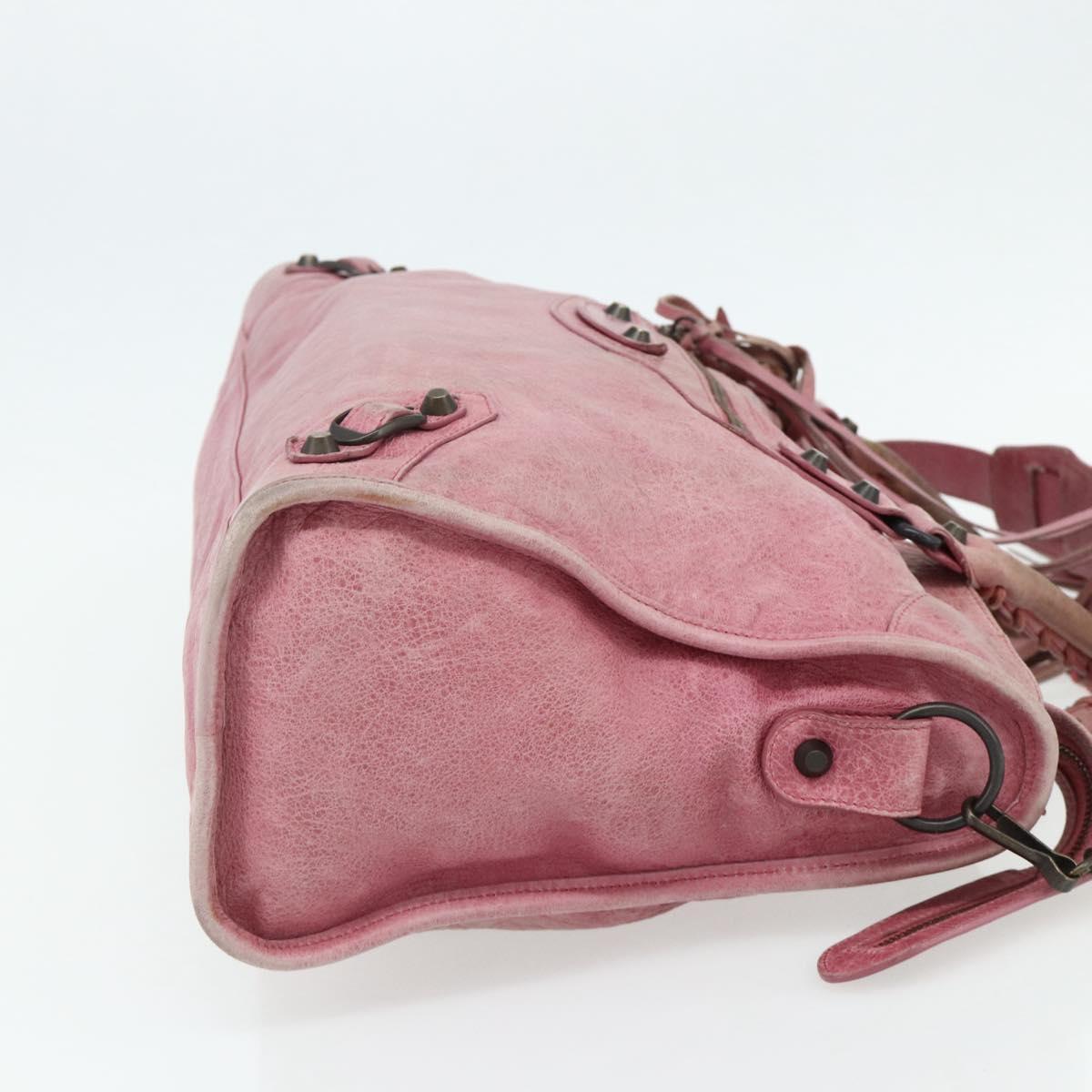 BALENCIAGA City Hand Bag Leather 2way Pink 115748 Auth hk3742A