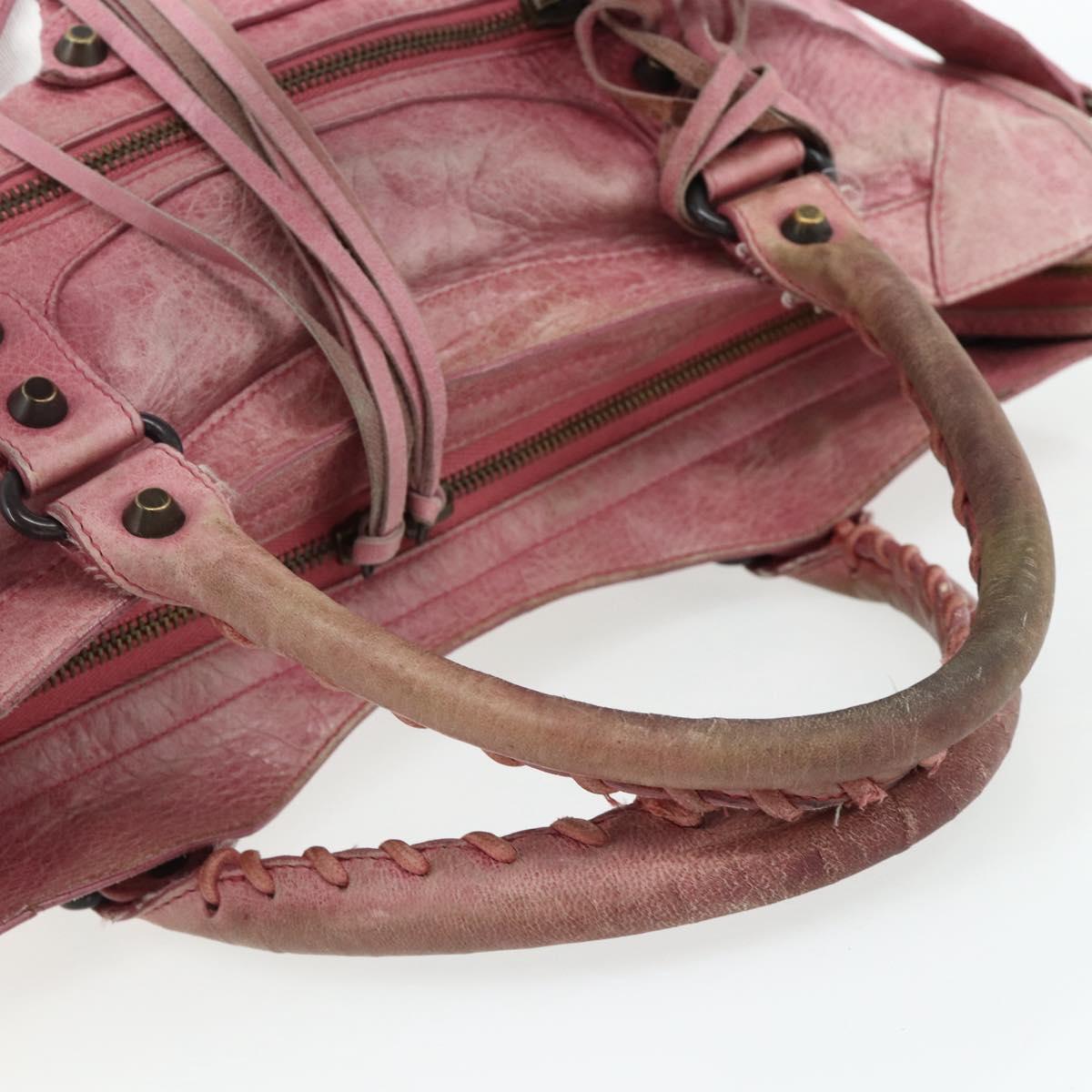 BALENCIAGA City Hand Bag Leather 2way Pink 115748 Auth hk3742A