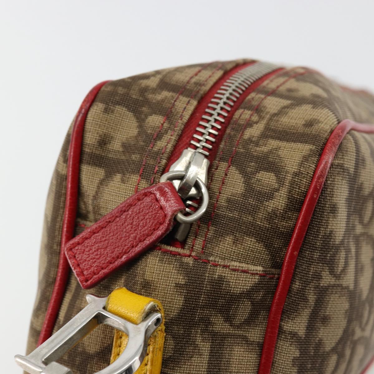 Christian Dior Trotter Canvas Raster Shoulder Bag Silver Beige Auth hk3743A
