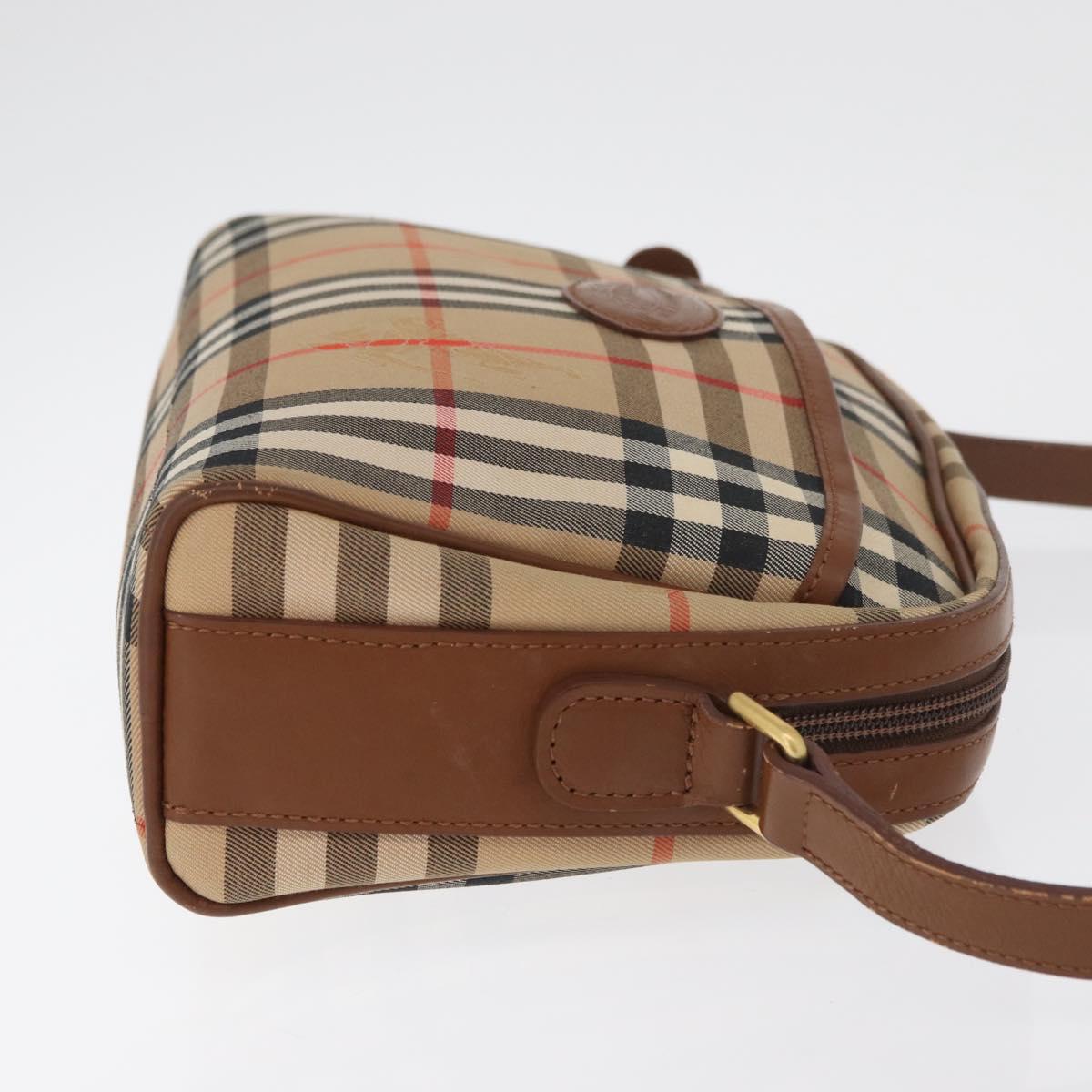 Burberrys Nova Check Shoulder Bag Canvas Beige Gold Auth hk3747A
