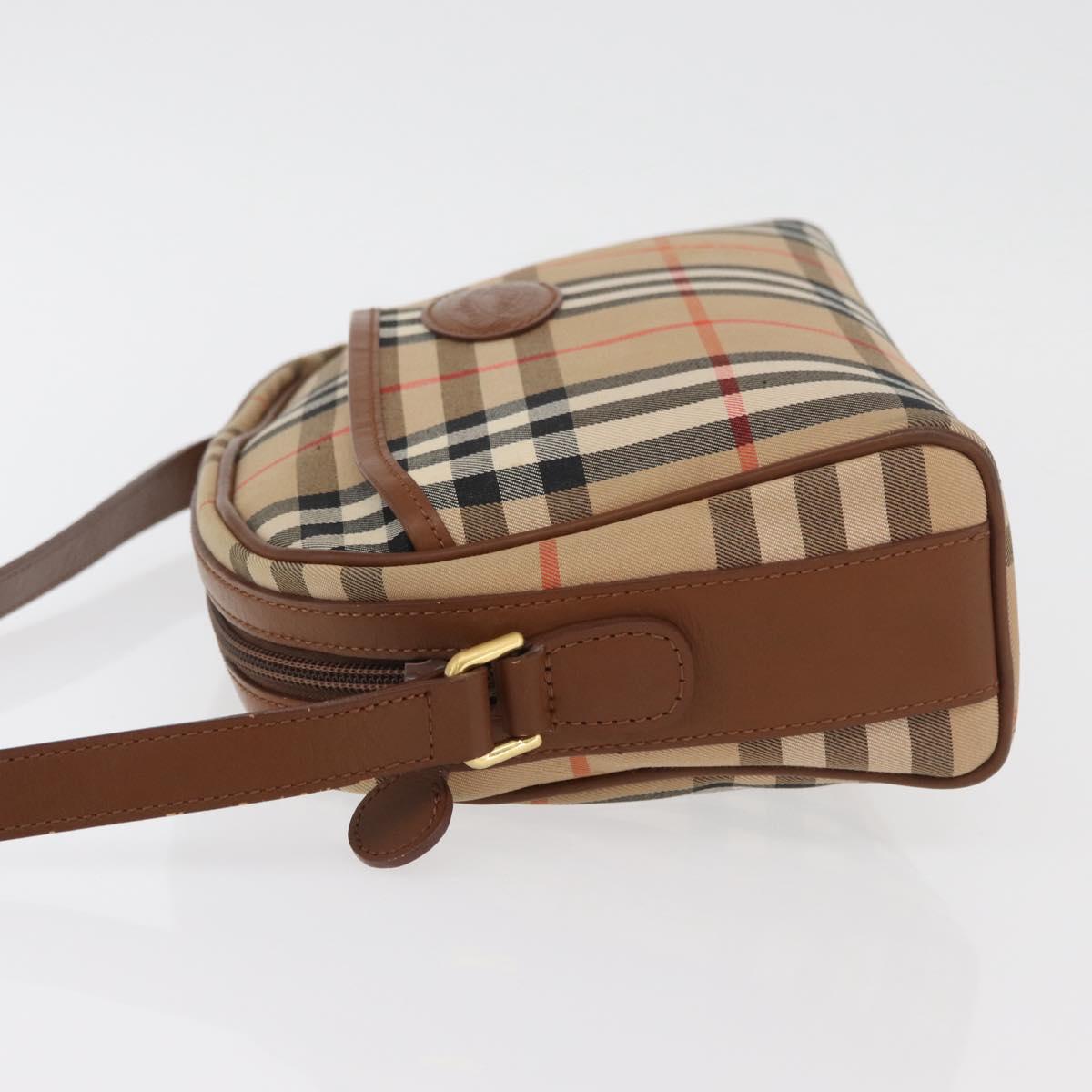 Burberrys Nova Check Shoulder Bag Canvas Beige Gold Auth hk3747A