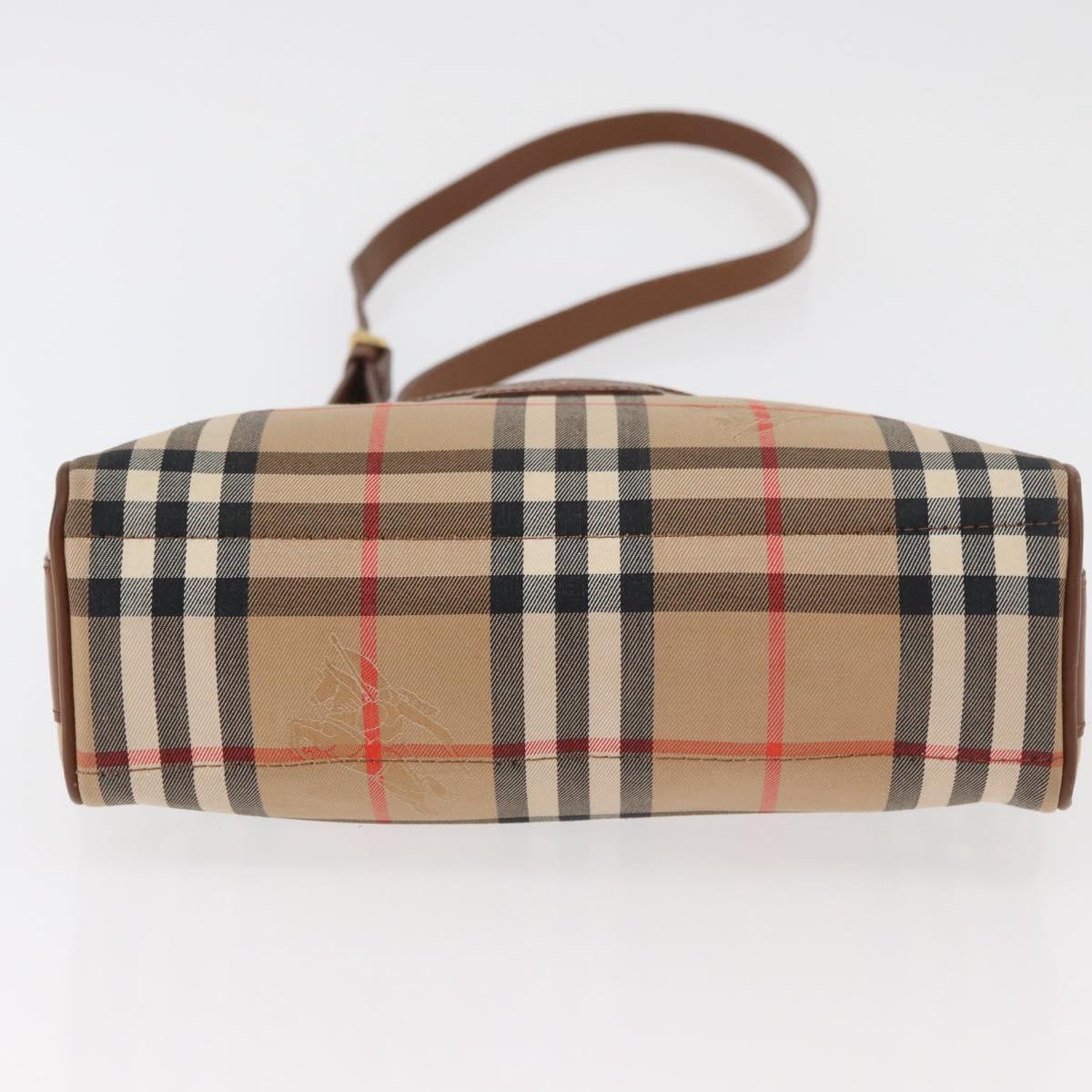 Burberrys Nova Check Shoulder Bag Canvas Beige Gold Auth hk3747A