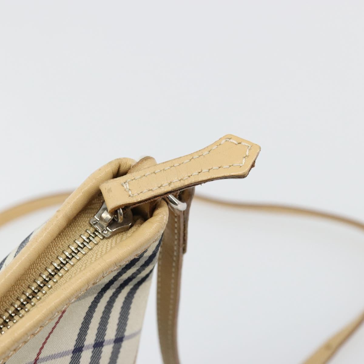 BURBERRY Nova Check Blue Label Shoulder Bag Canvas Blue Silver Auth hk3748A