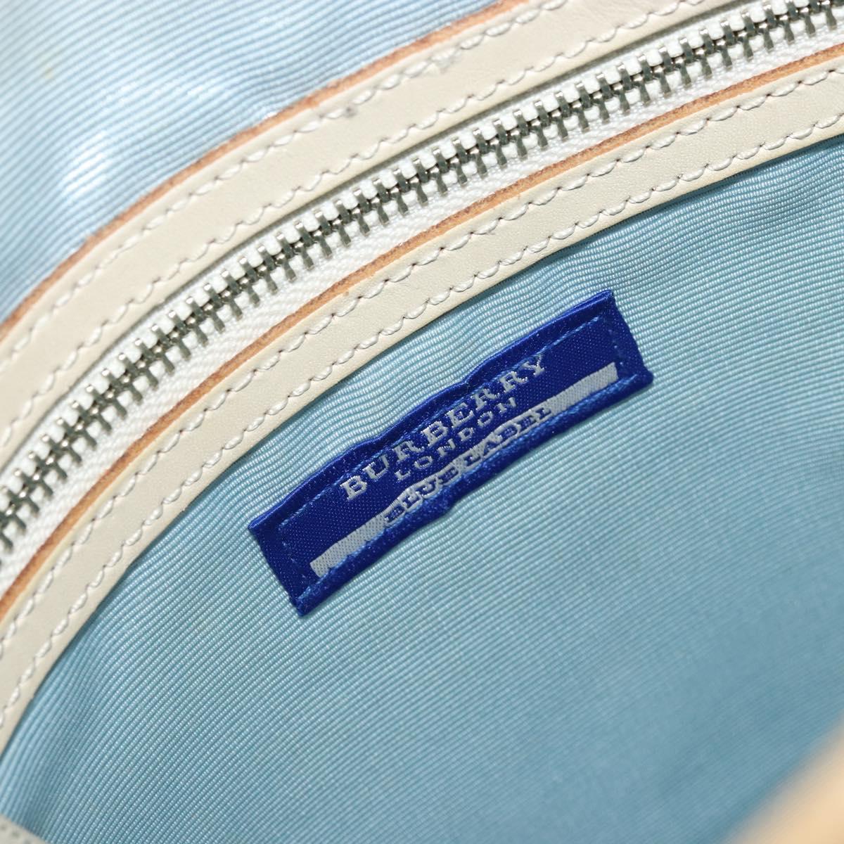 BURBERRY Nova Check Blue Label Shoulder Bag Canvas Blue Silver Auth hk3748A