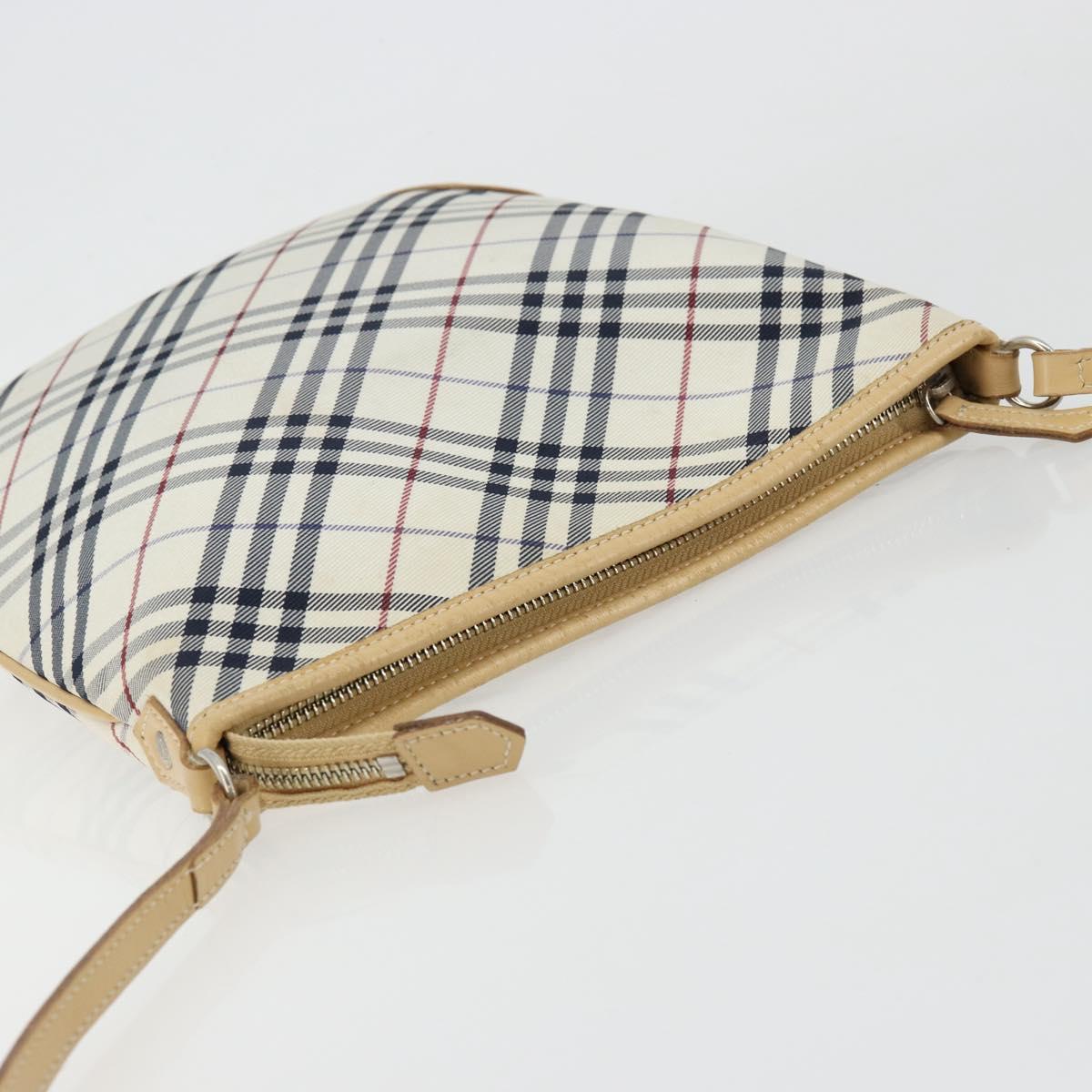 BURBERRY Nova Check Blue Label Shoulder Bag Canvas Blue Silver Auth hk3748A