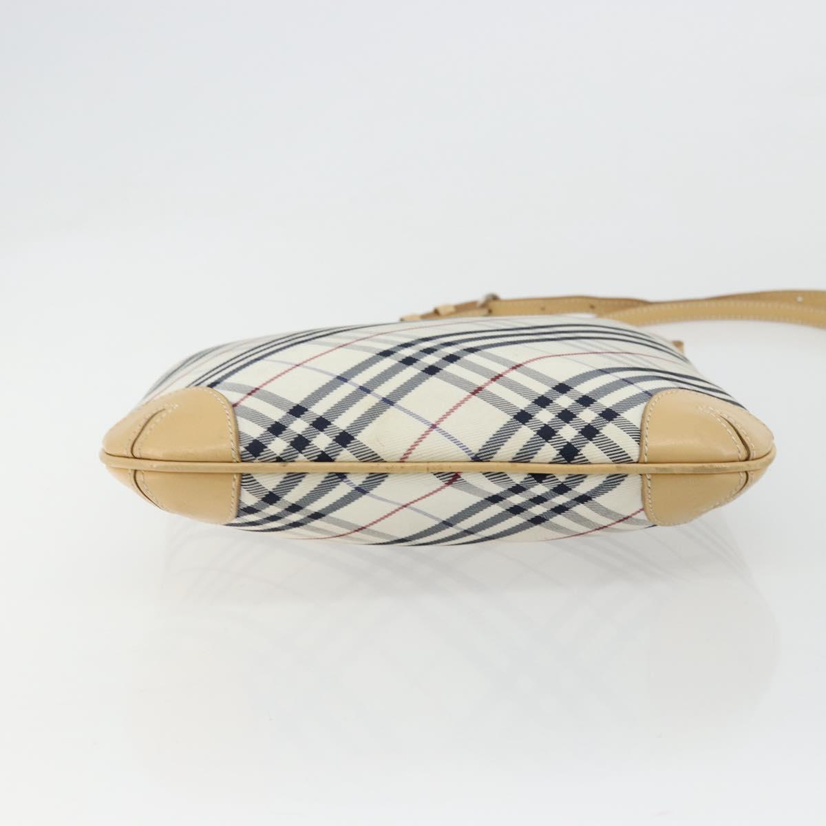BURBERRY Nova Check Blue Label Shoulder Bag Canvas Blue Silver Auth hk3748A
