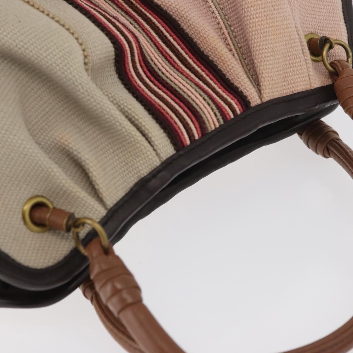 BOTTEGA VENETA Hand Bag Canvas Pink Auth hk3759A