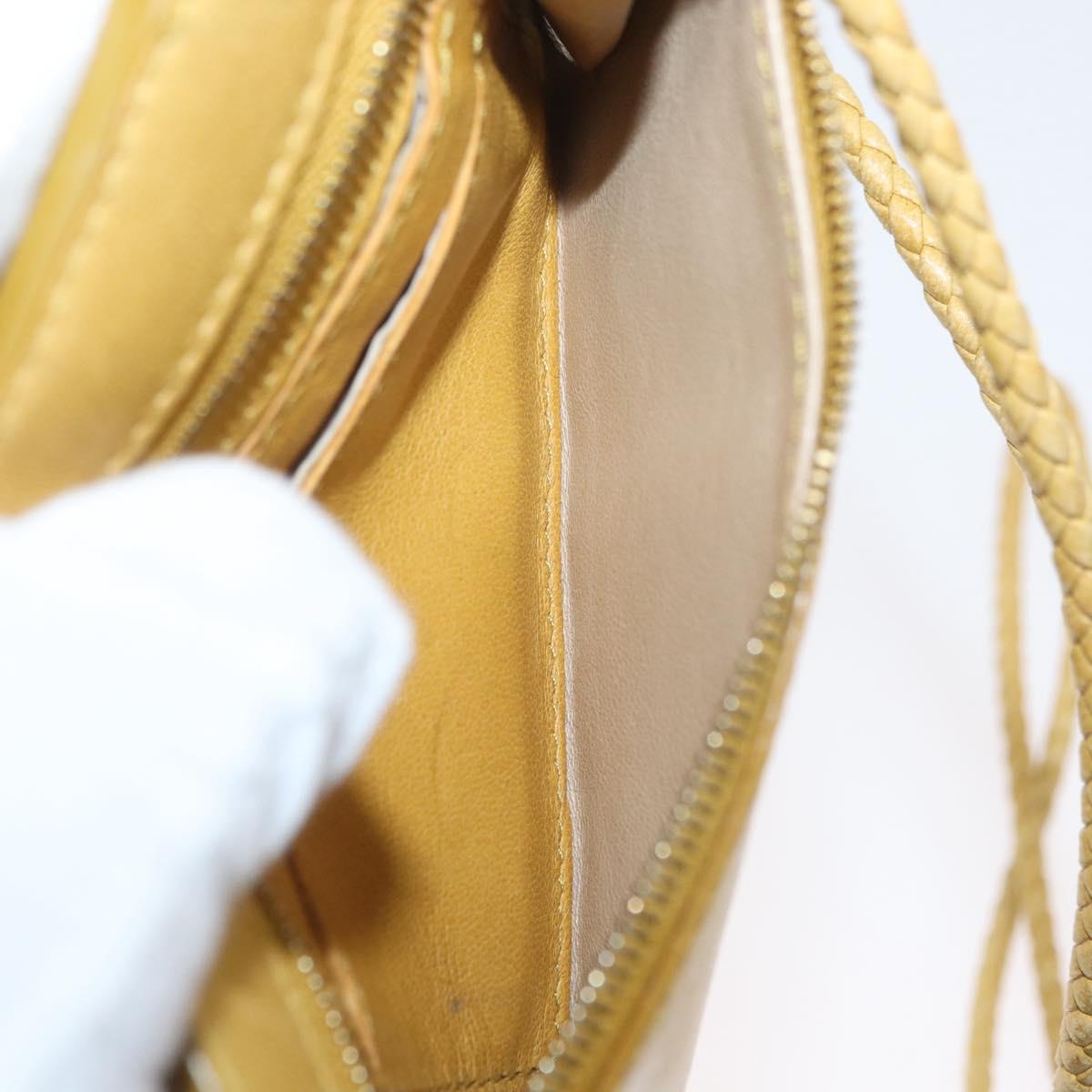 BOTTEGA VENETA INTRECCIATO Shoulder Bag Leather Yellow Gold Auth hk3773A