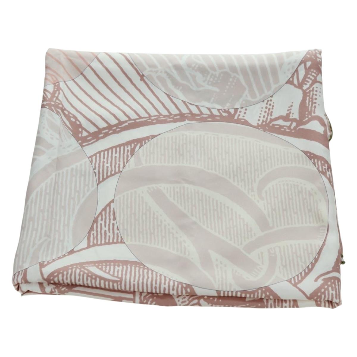 HERMES Carre 140 Scarf ""SOITE ET POURSUITE"" Silk Pink Auth hk3779V