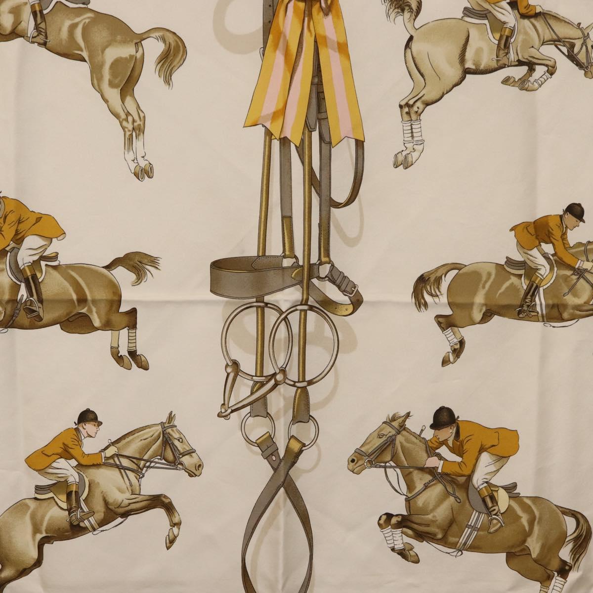HERMES Carre 90 Scarf ""JUNPING"" Silk Pink Auth hk3781V