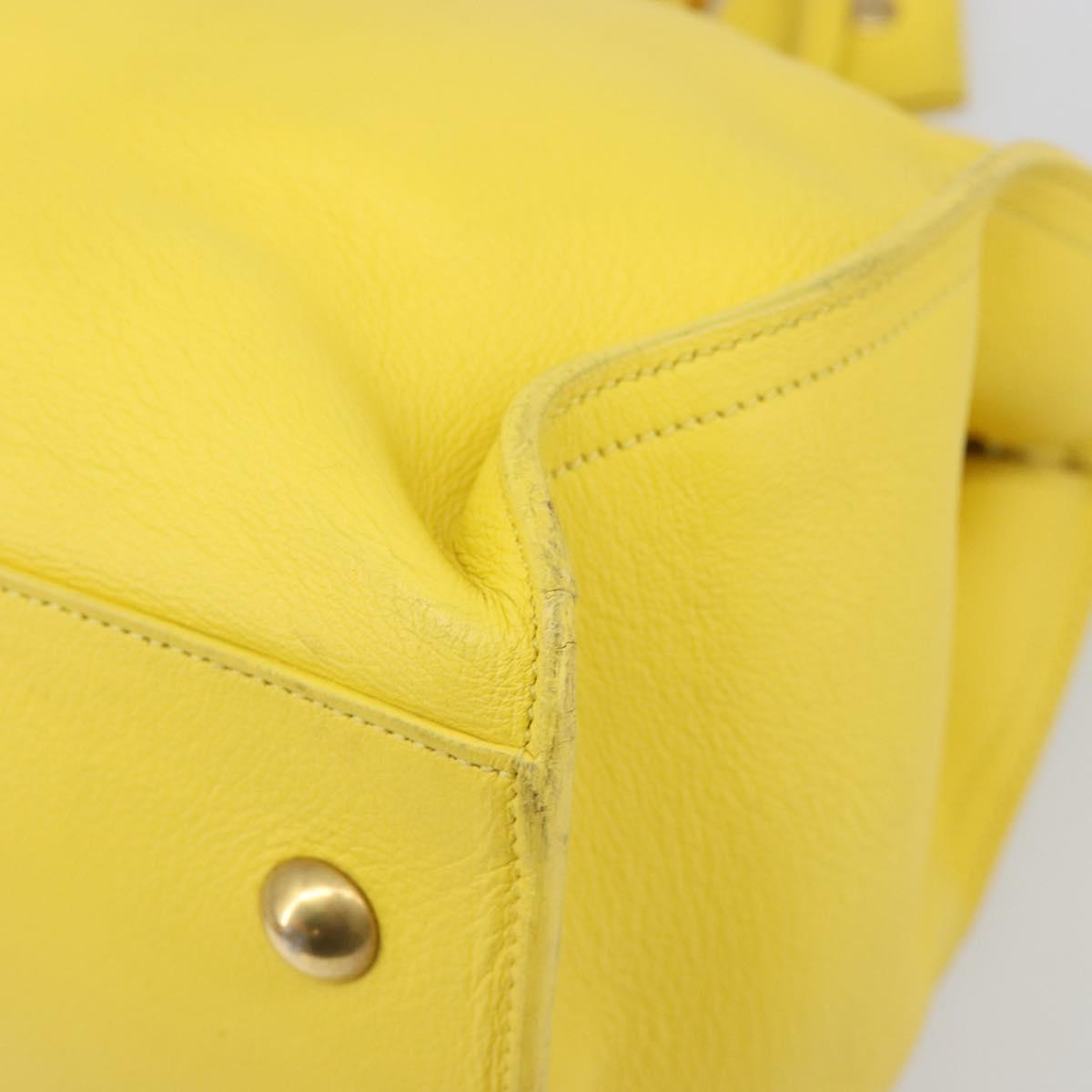 SAINT LAURENT Baby Cabas Hand Bag Leather 2way Yellow Gold Auth hk3783