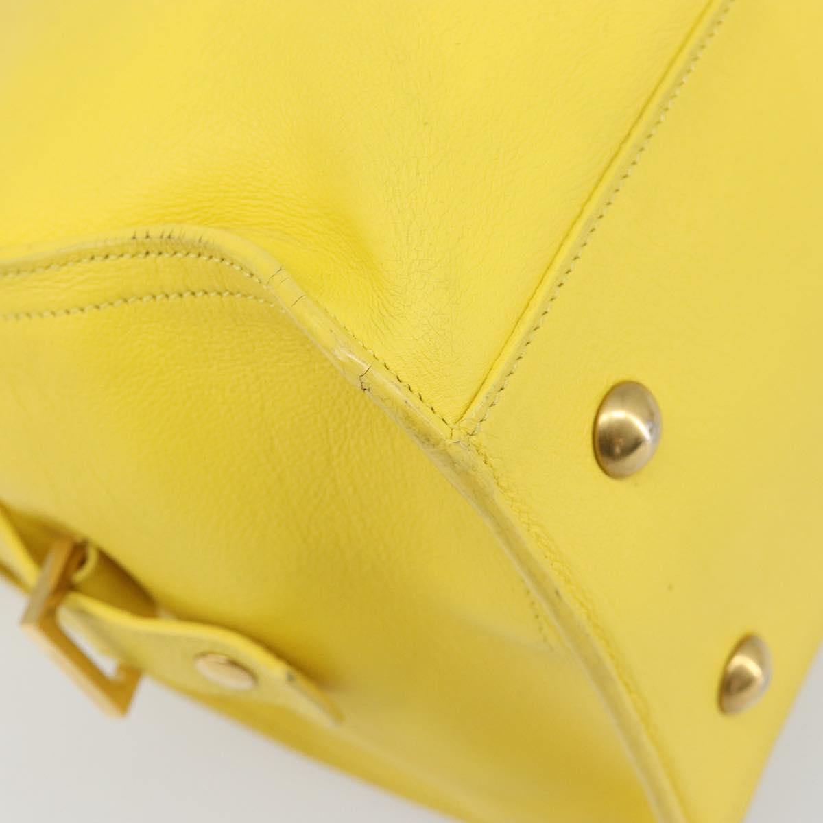 SAINT LAURENT Baby Cabas Hand Bag Leather 2way Yellow Gold Auth hk3783