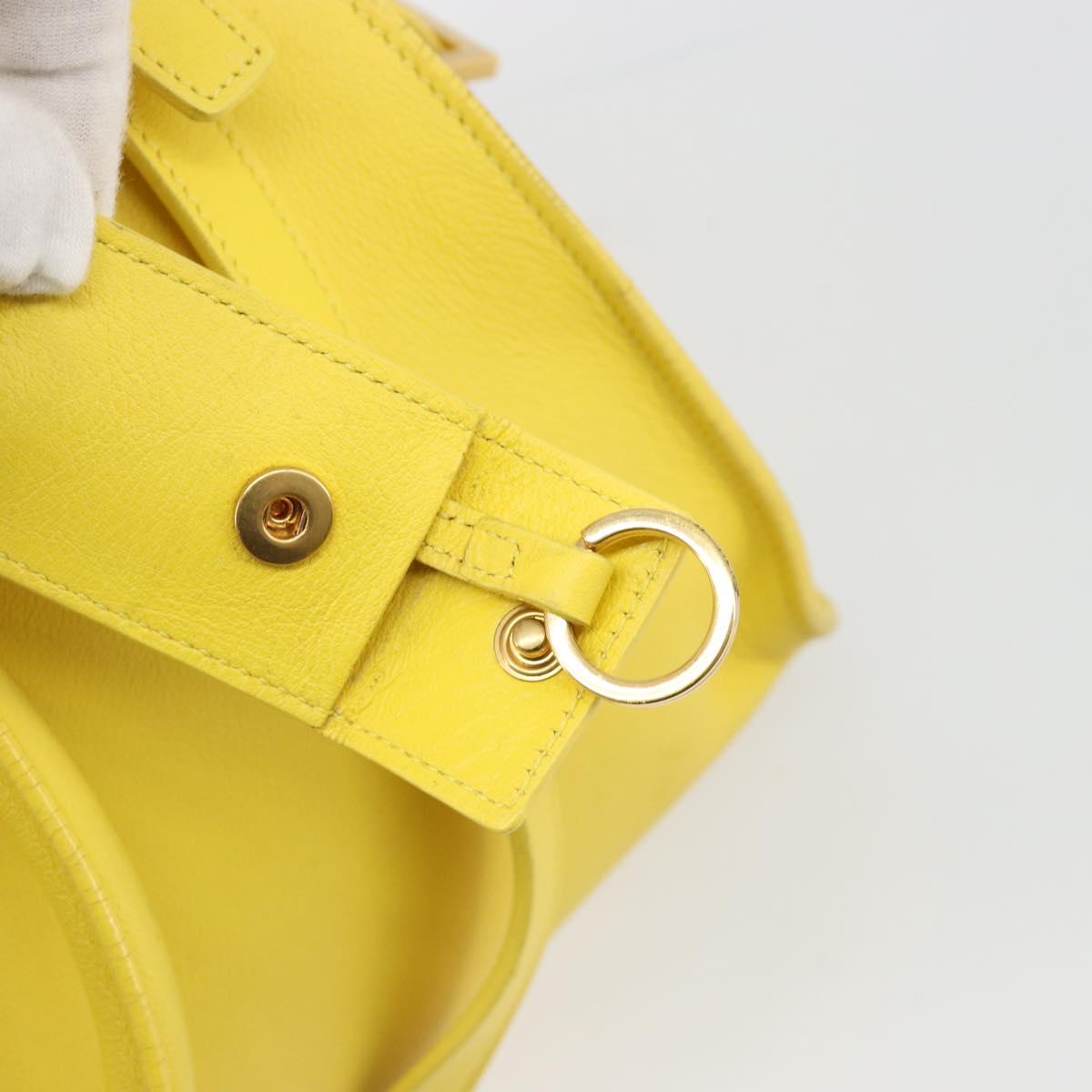 SAINT LAURENT Baby Cabas Hand Bag Leather 2way Yellow Gold Auth hk3783