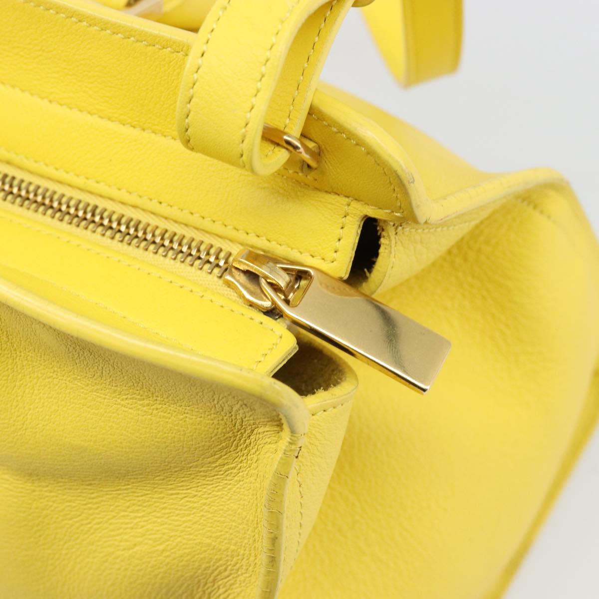 SAINT LAURENT Baby Cabas Hand Bag Leather 2way Yellow Gold Auth hk3783