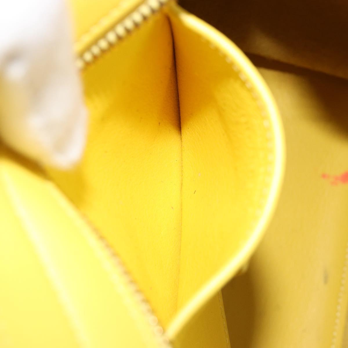 SAINT LAURENT Baby Cabas Hand Bag Leather 2way Yellow Gold Auth hk3783
